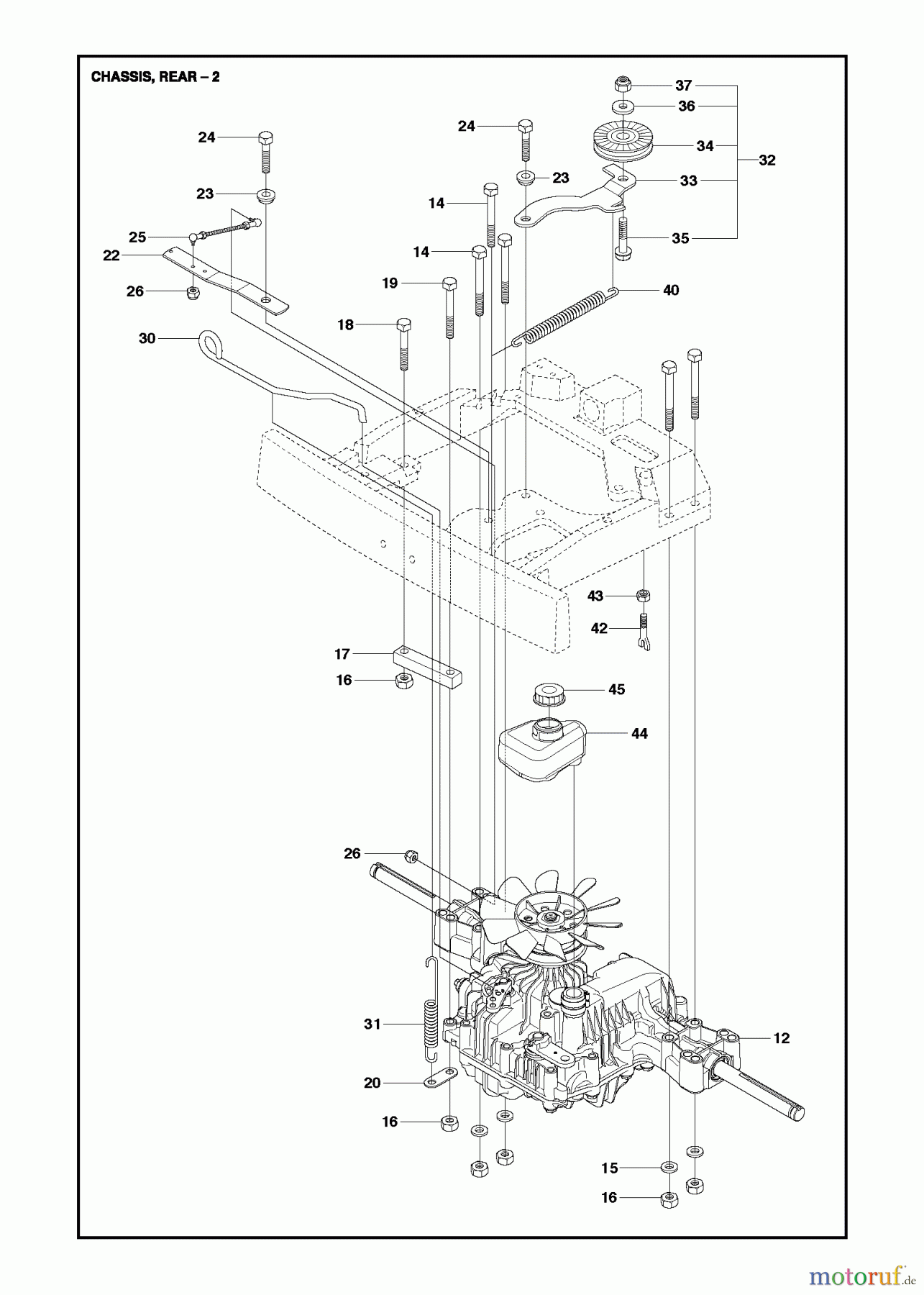 Jonsered Reitermäher FR2218 FA2 (967179301) - Jonsered Rear-Engine Riding Mower (2013) CHASSIS REAR #2
