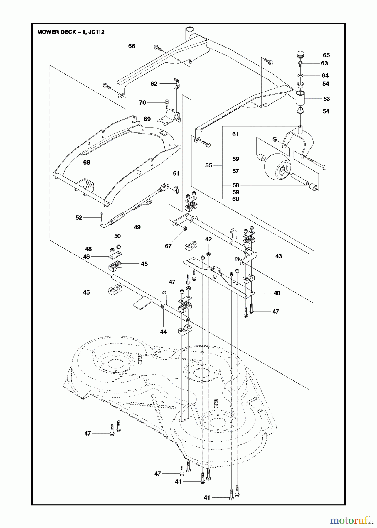 Jonsered Reitermäher FR2218 FA2 (967179301) - Jonsered Rear-Engine Riding Mower (2013) MOWER DECK / CUTTING DECK #3