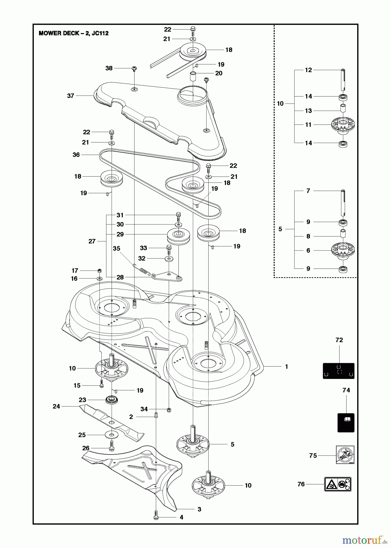 Jonsered Reitermäher FR2218 FA 4x4 (966773701) - Jonsered Rear-Engine Riding Mower (2013) MOWER DECK / CUTTING DECK #2