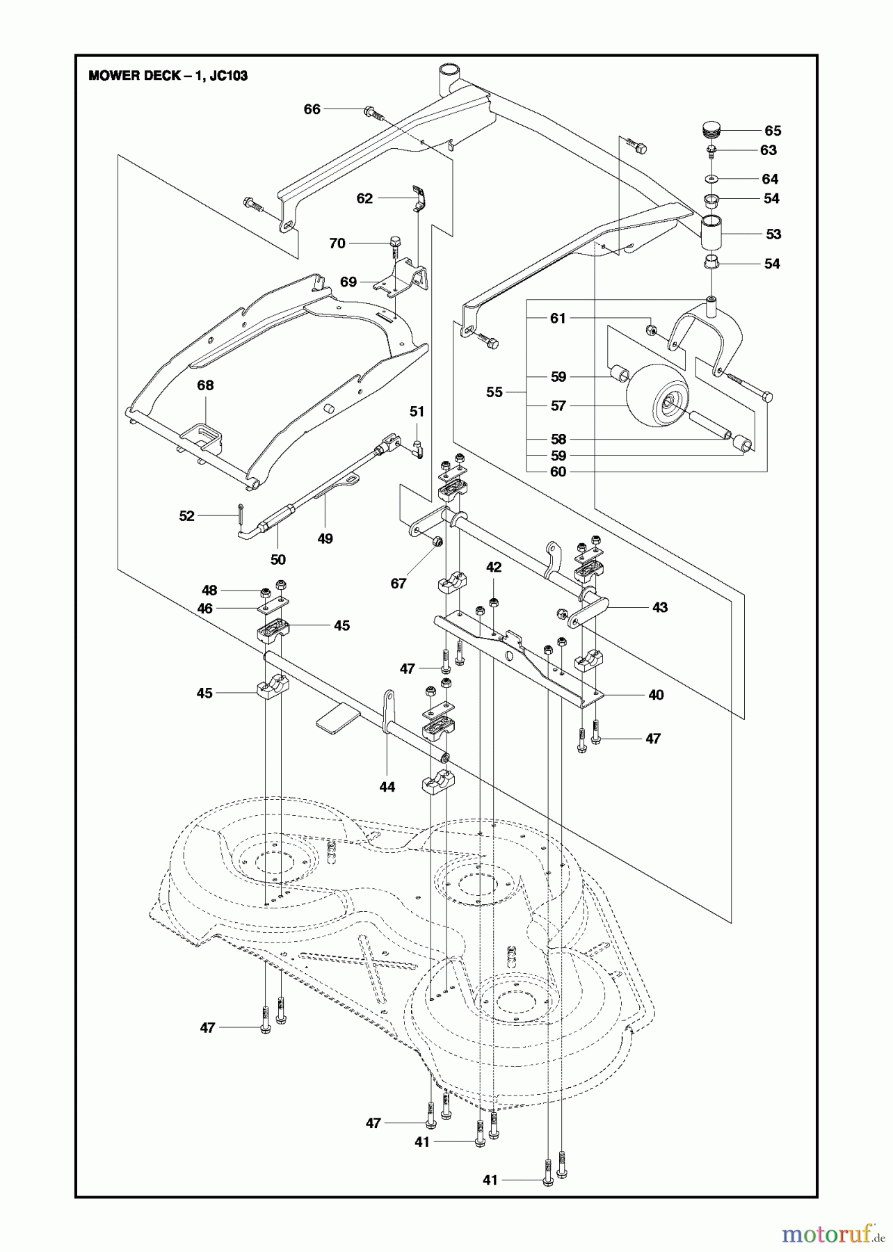 Jonsered Reitermäher FR2218 FA2 (967179301) - Jonsered Rear-Engine Riding Mower (2013) MOWER DECK / CUTTING DECK #4