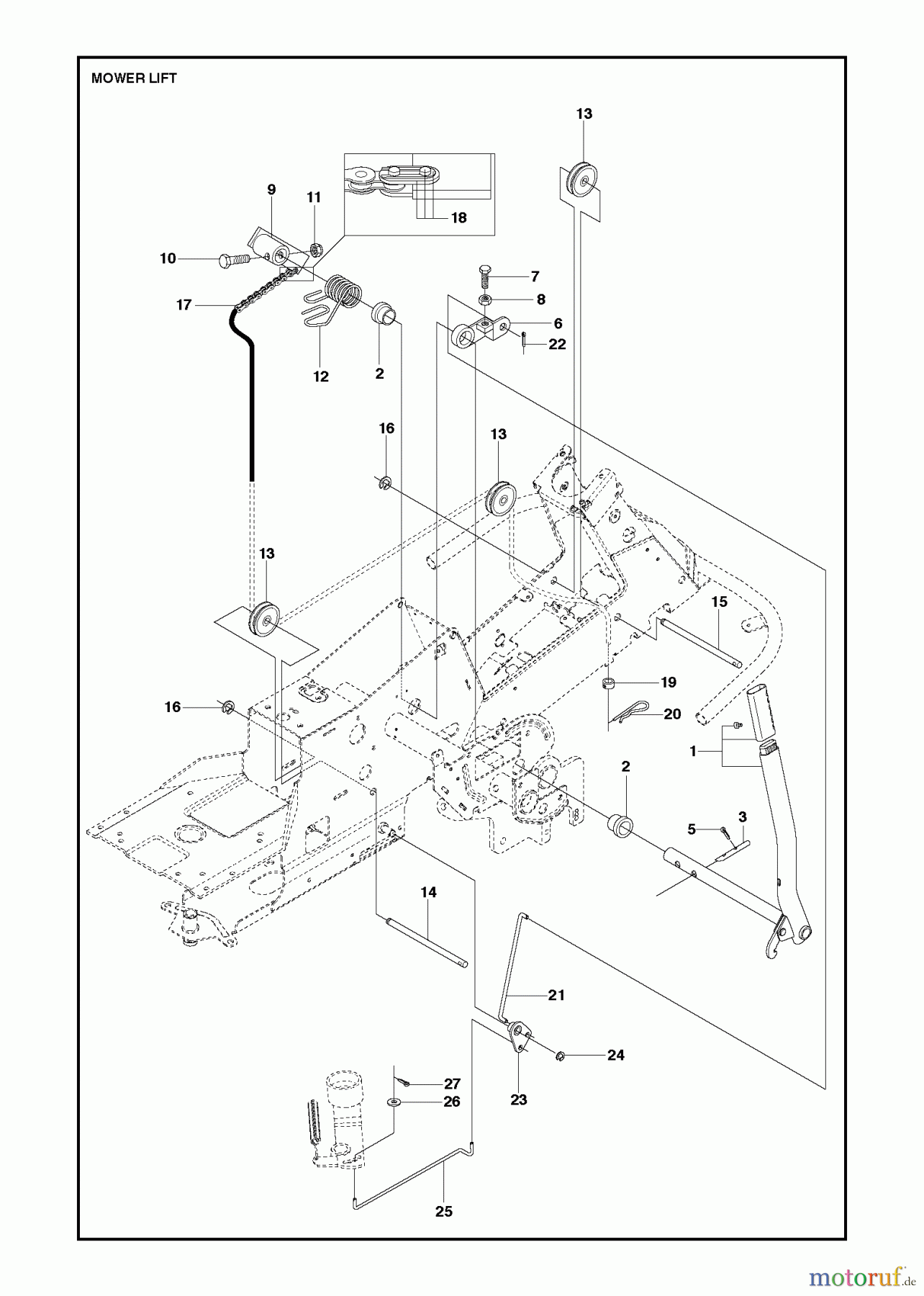 Jonsered Reitermäher FR2218 FA 4x4 (966773701) - Jonsered Rear-Engine Riding Mower (2013) MOWER LIFT / DECK LIFT #2