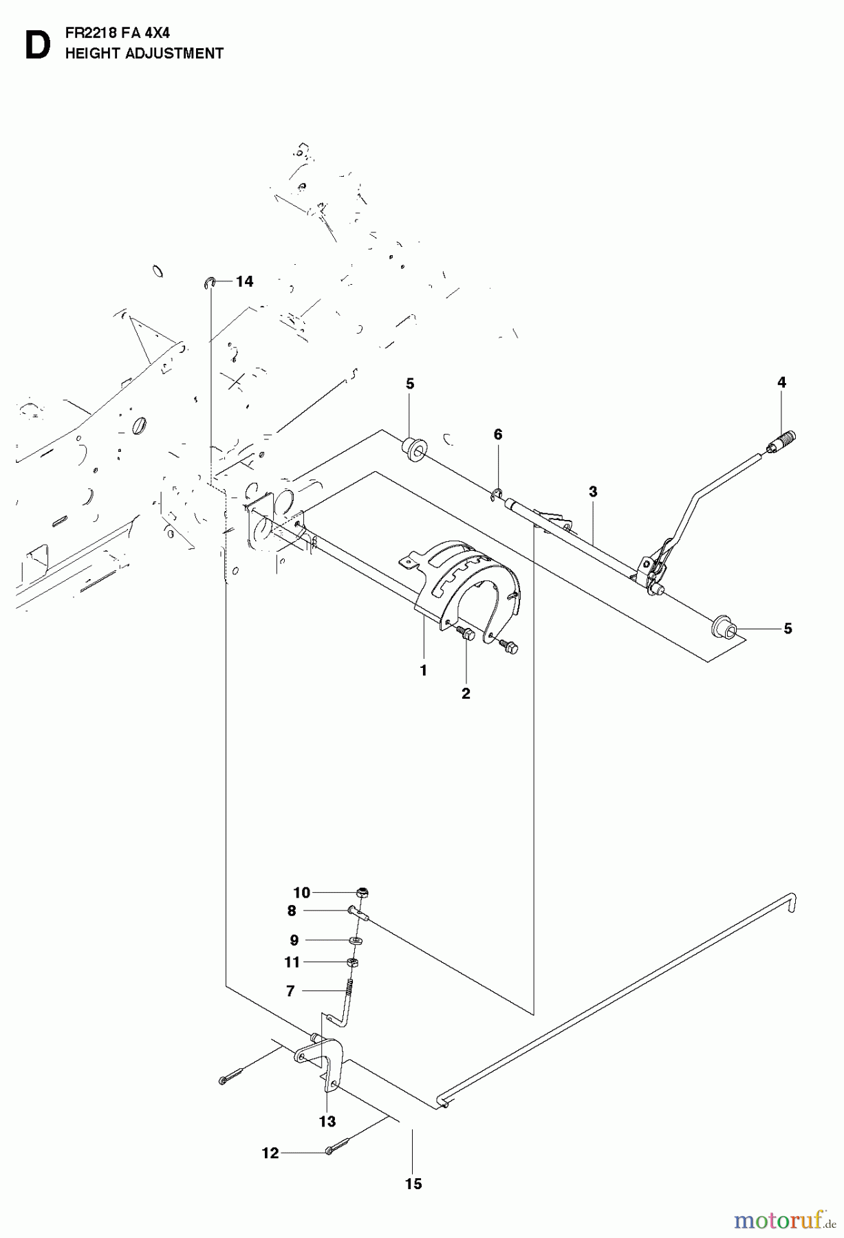 Jonsered Reitermäher FR2218 FA 4x4 (966415001) - Jonsered Rear-Engine Riding Mower (2010-07) HEIGHT ADJUSTMENT