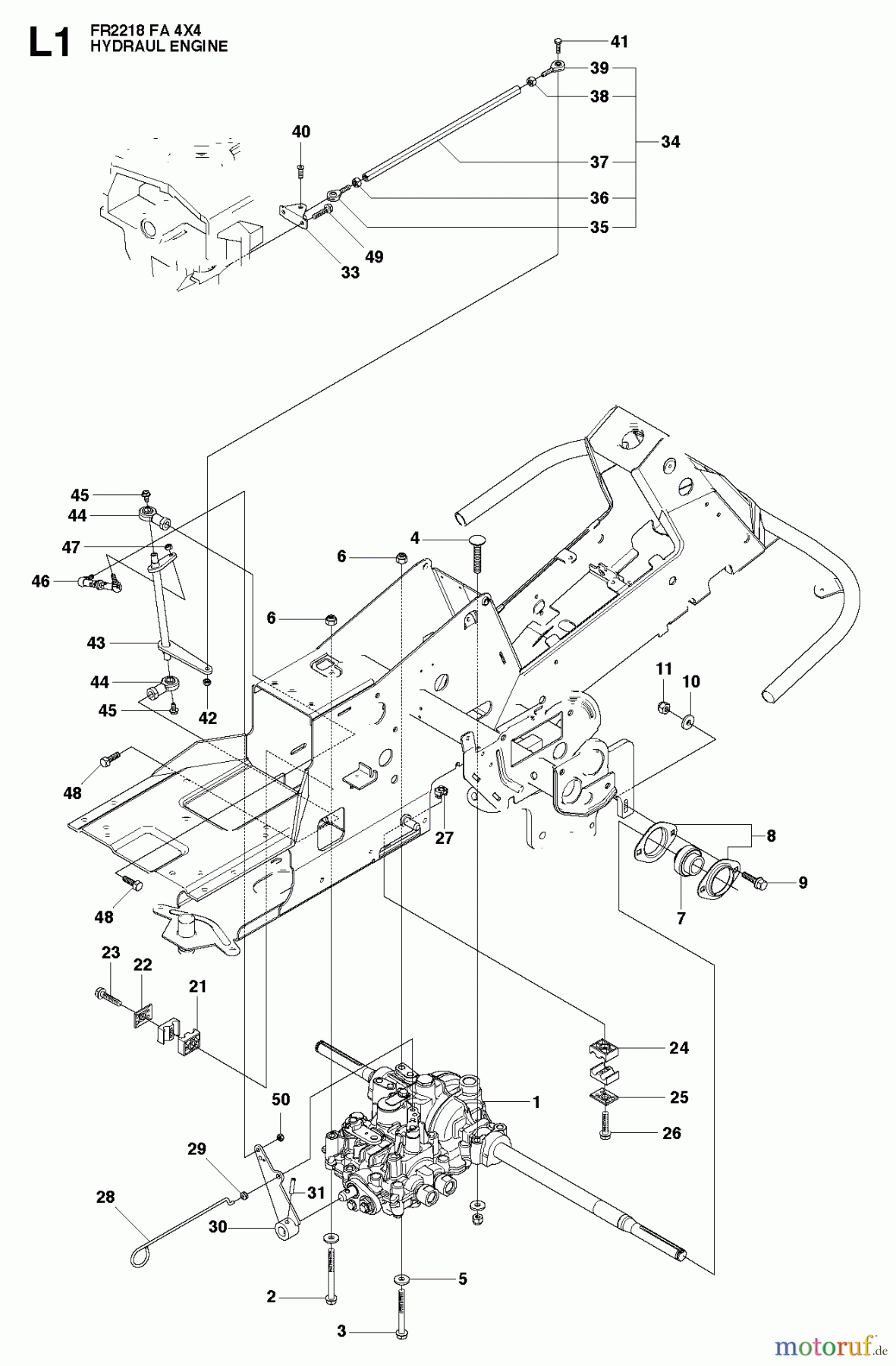 Jonsered Reitermäher FR2218 FA 4x4 (966415001) - Jonsered Rear-Engine Riding Mower (2010-07) HYDRAULIC PUMP- MOTOR #1