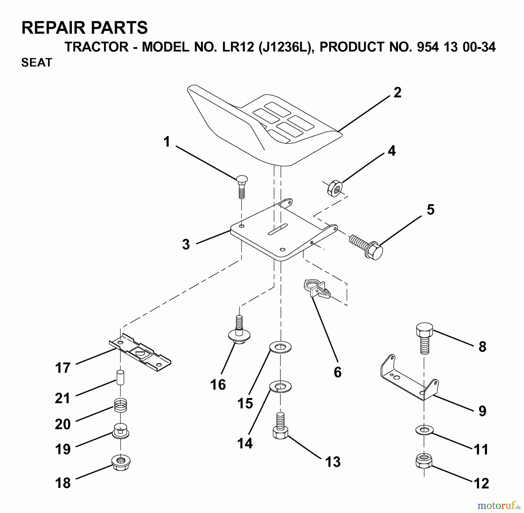 Jonsered Rasen und Garten Traktoren LR12 (J1236L, 954130034) - Jonsered Lawn & Garden Tractor (2000-03) SEAT