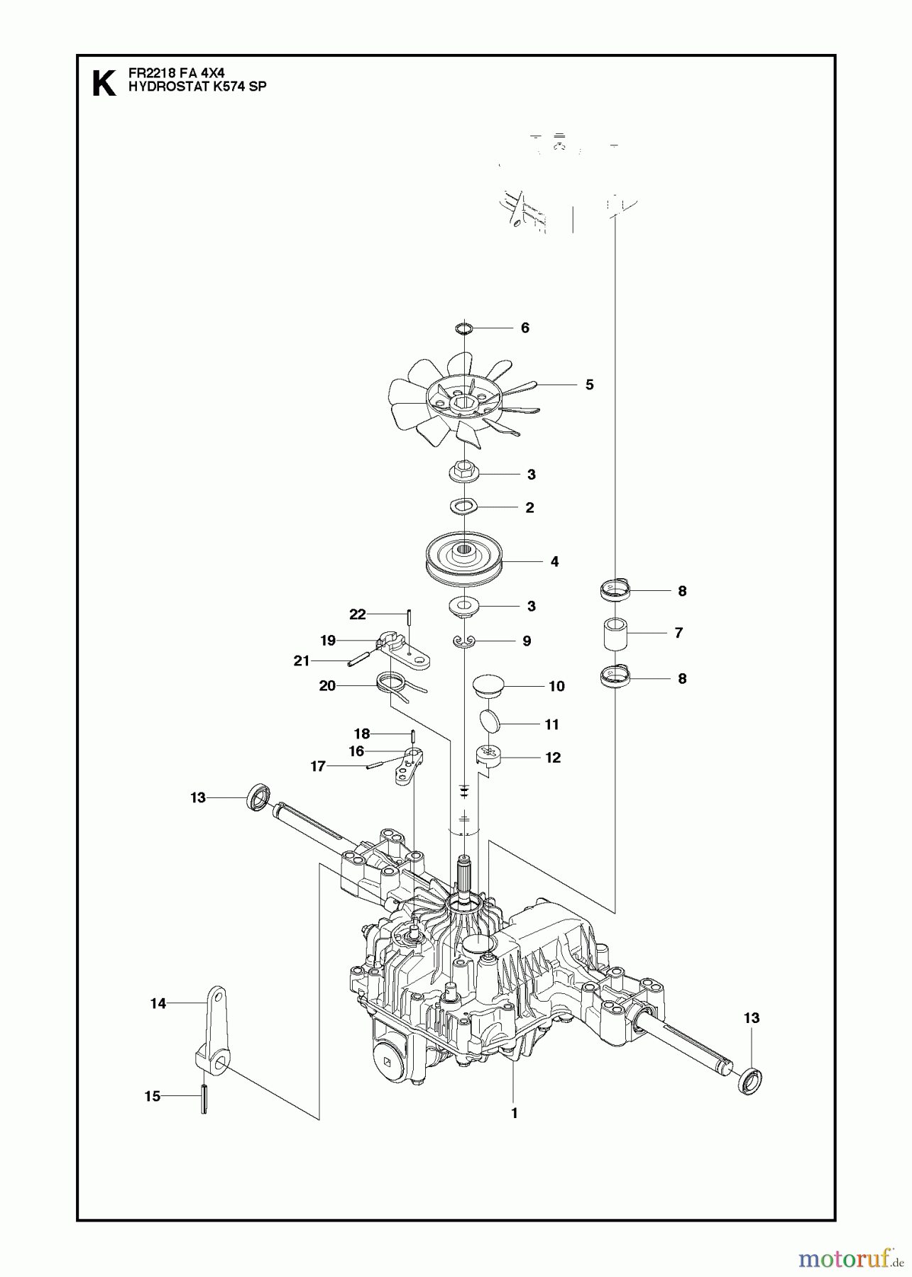  Jonsered Reitermäher FR2218 FA 4x4 (966773701) - Jonsered Rear-Engine Riding Mower (2012) HYDRAULIC FRAME