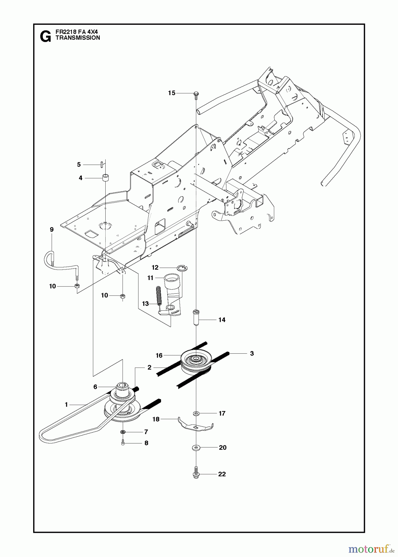  Jonsered Reitermäher FR2218 FA 4x4 (966773701) - Jonsered Rear-Engine Riding Mower (2012) TRANSMISSION