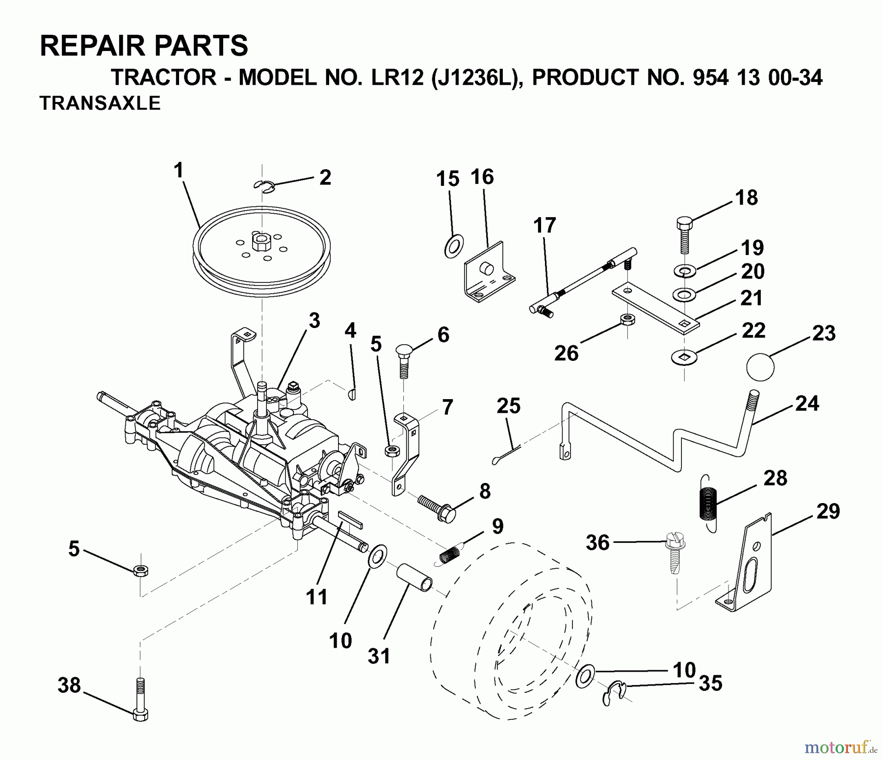 Jonsered Rasen und Garten Traktoren LR12 (J1236L, 954130034) - Jonsered Lawn & Garden Tractor (2000-03) TRANSMISSION