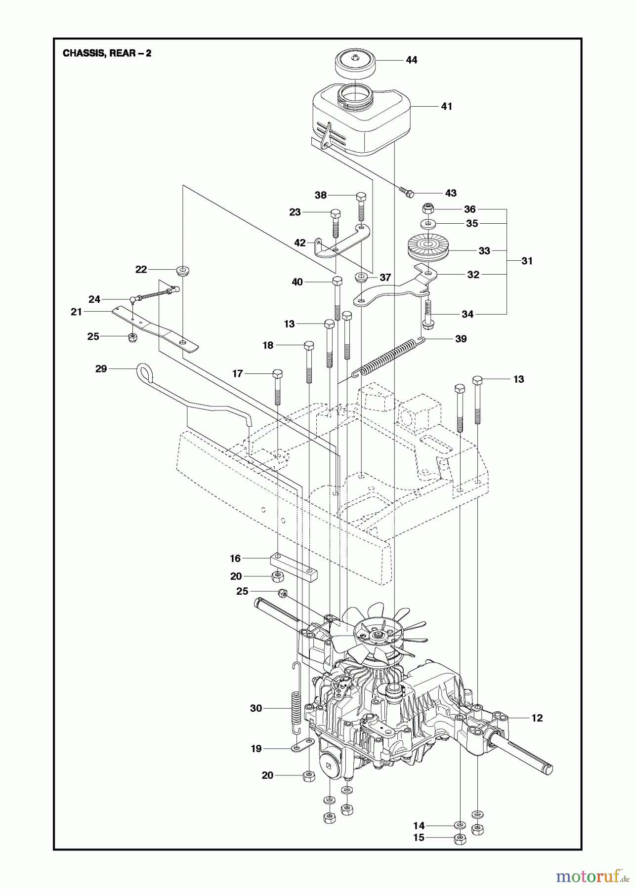 Jonsered Reitermäher FR2218 FA 4x4 (966773701) - Jonsered Rear-Engine Riding Mower (2013) CHASSIS REAR #1