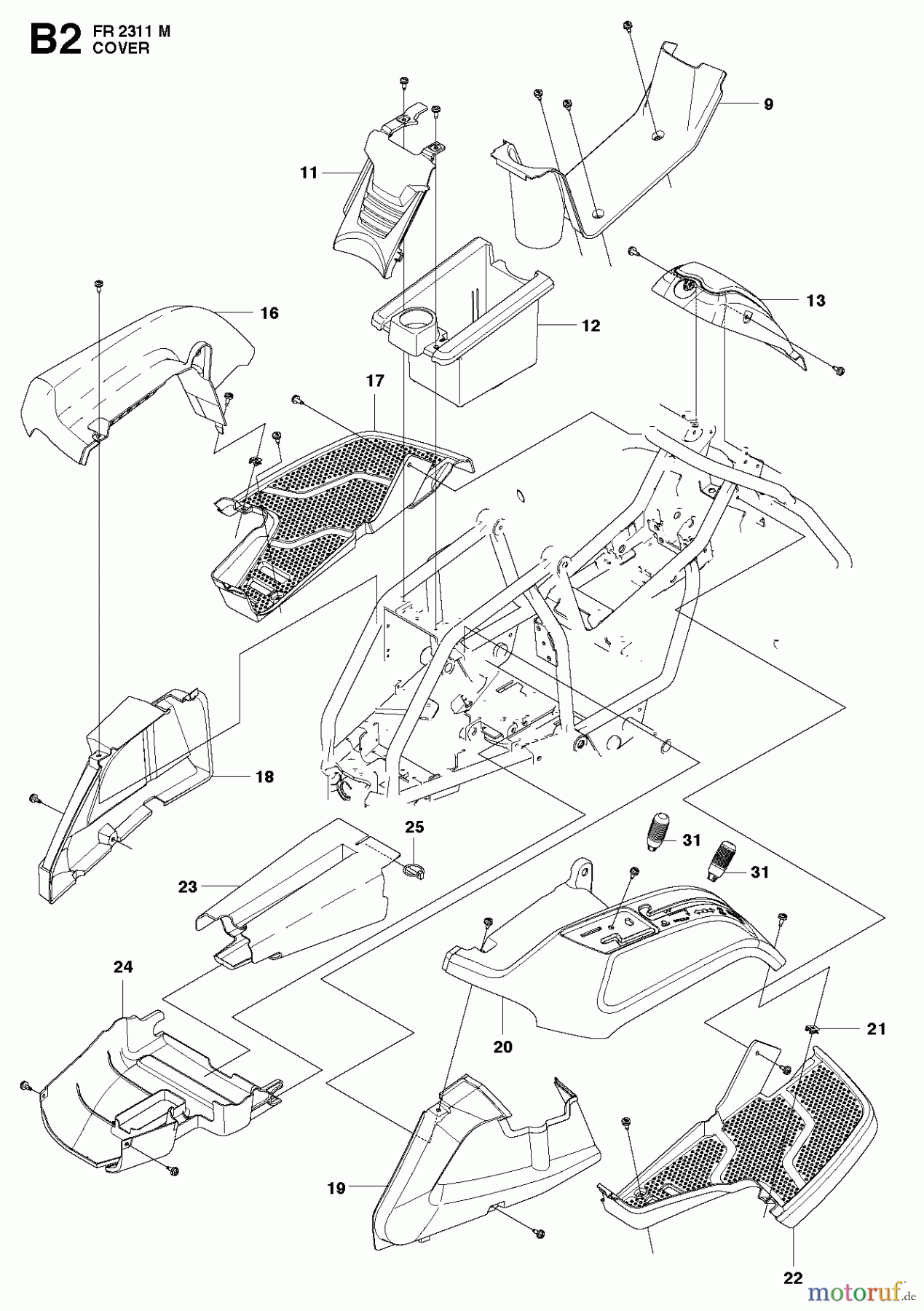 Jonsered Reitermäher FR2311 M (966639785, 966639701) - Jonsered Rear-Engine Riding Mower (2011-02) COVER #1