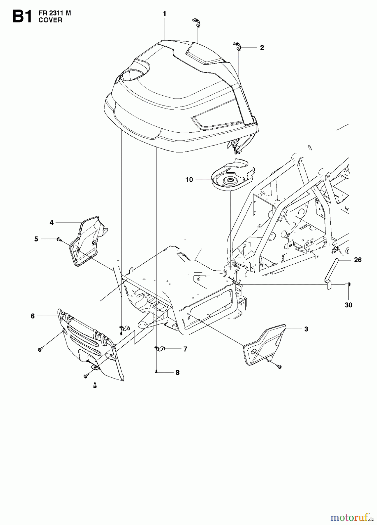 Jonsered Reitermäher FR2311 M (966639785, 966639701) - Jonsered Rear-Engine Riding Mower (2011-02) COVER #2