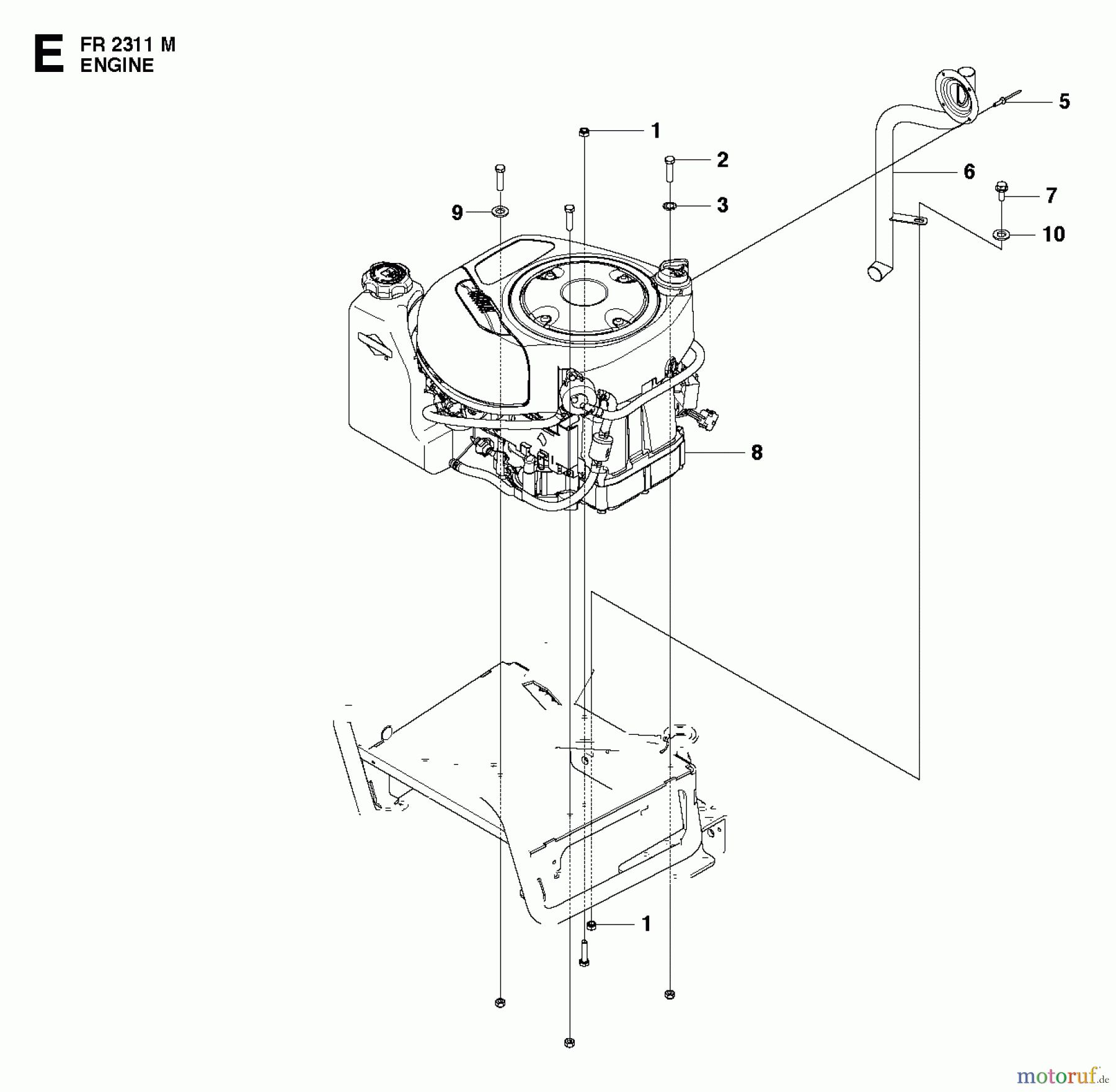 Jonsered Reitermäher FR2311 M (966639785, 966639701) - Jonsered Rear-Engine Riding Mower (2011-02) ENGINE