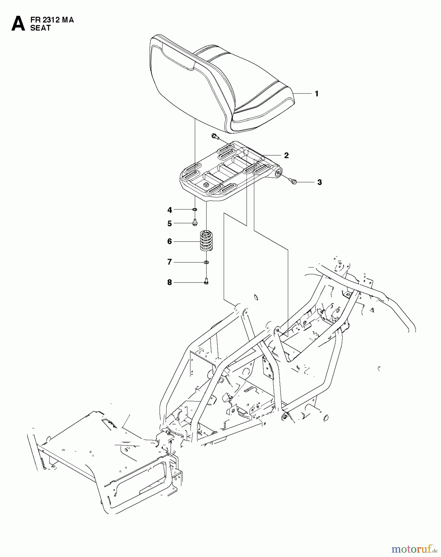  Jonsered Reitermäher FR2312 MA (966639885, 966639801) - Jonsered Rear-Engine Riding Mower (2011-02) SEAT