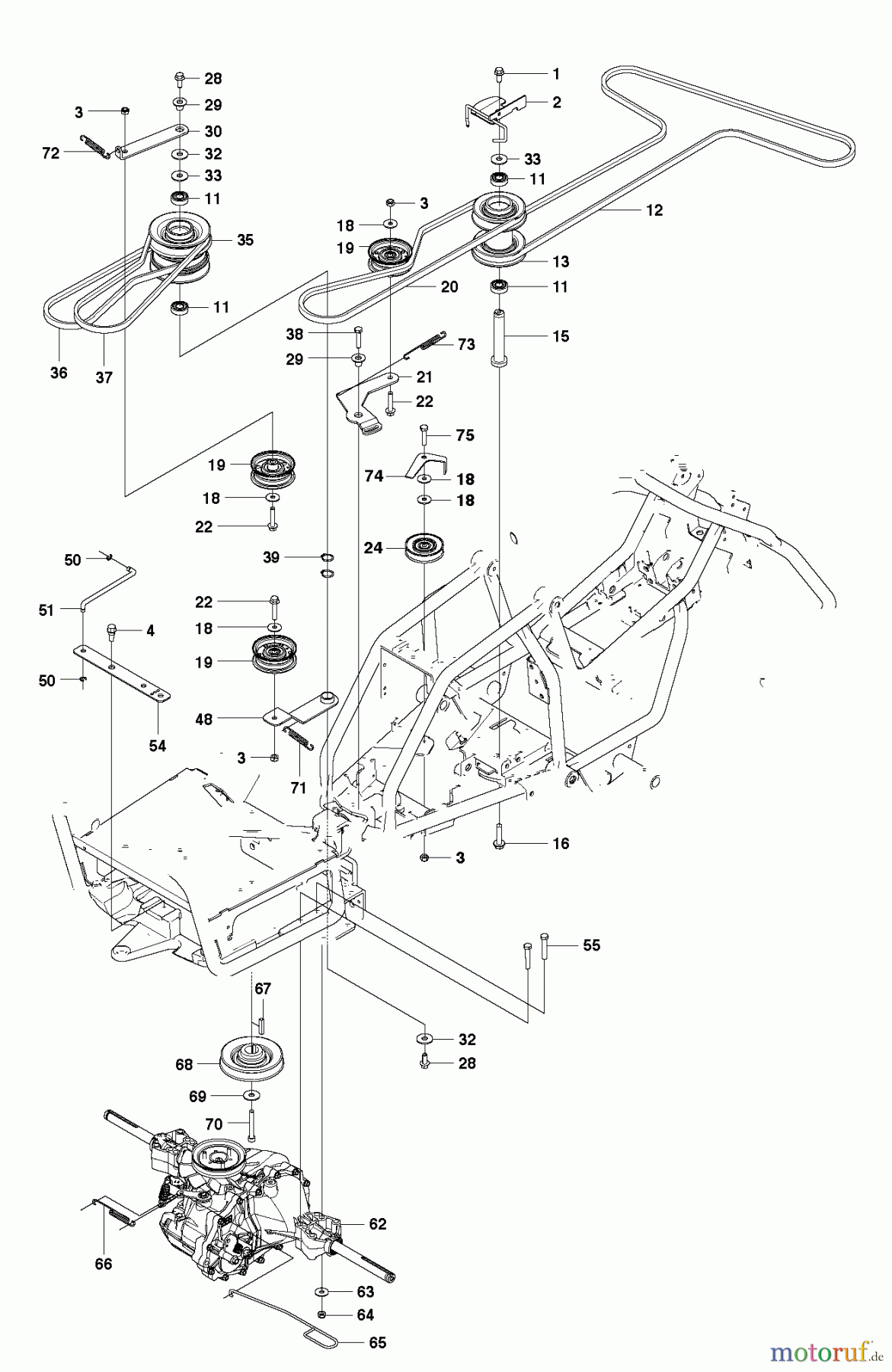 Jonsered Reitermäher FR2312 MA (966639885, 966639801) - Jonsered Rear-Engine Riding Mower (2011-02) TRANSMISSION