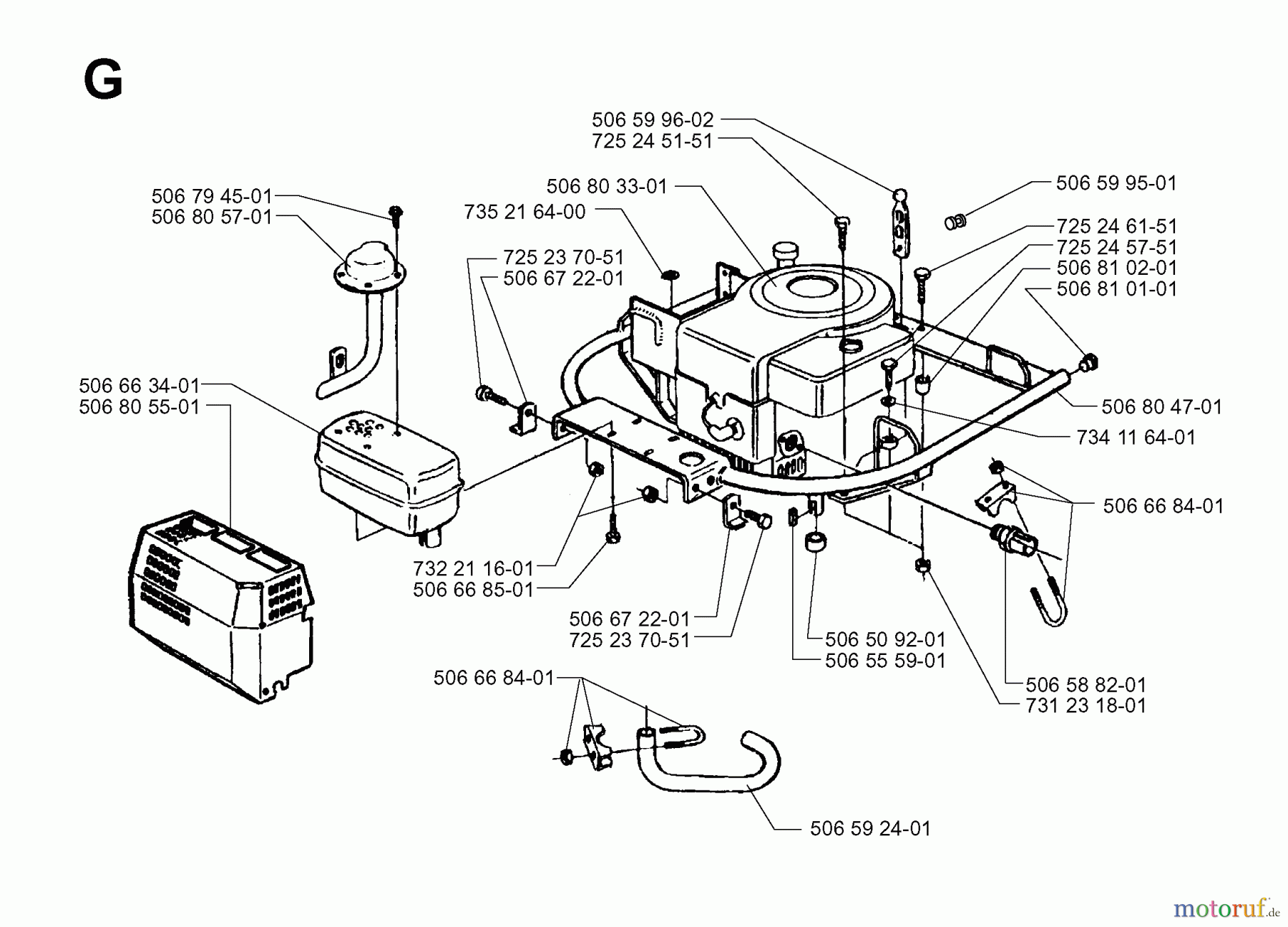 Jonsered Reitermäher FRH13 M - Jonsered Rear-Engine Riding Mower (1999-04) ENGINE