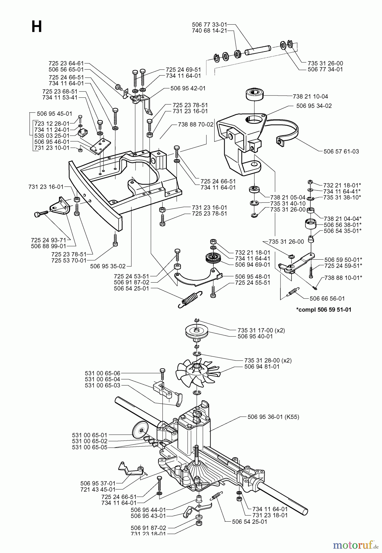 Jonsered Reitermäher FRH13 M - Jonsered Rear-Engine Riding Mower (1999-04) TRANSMISSION