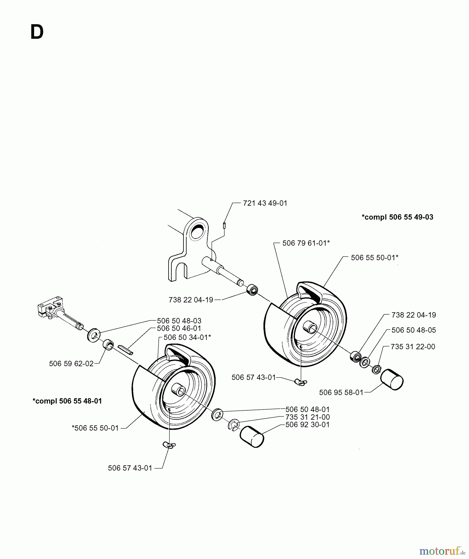 Jonsered Reitermäher FRH13 M - Jonsered Rear-Engine Riding Mower (1999-04) WHEELS TIRES