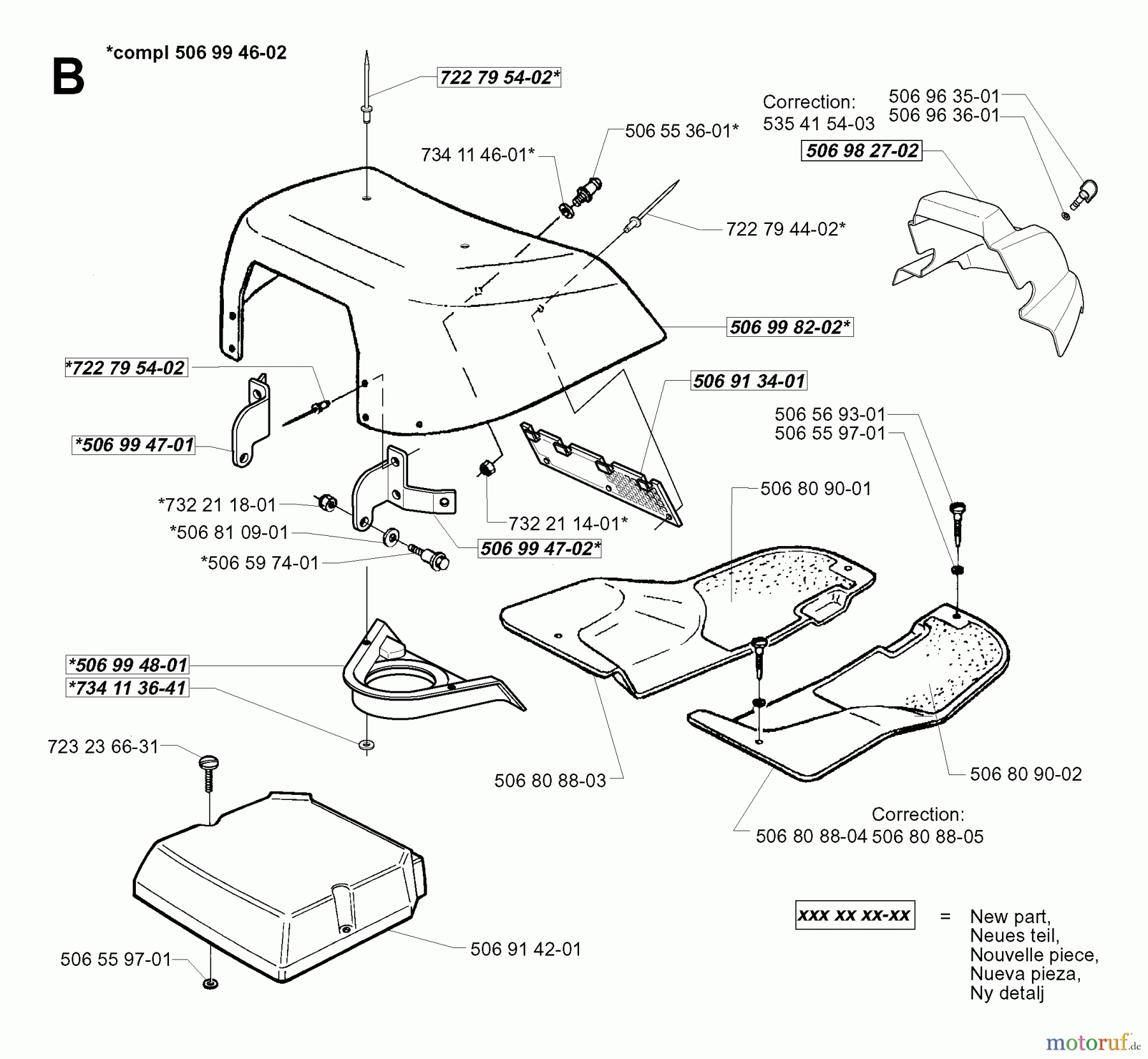 Jonsered Reitermäher FRM13 AUTOMATIC - Jonsered Rear-Engine Riding Mower (2000-01) HOOD
