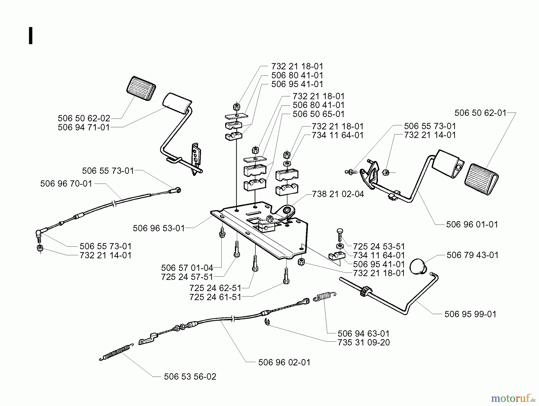 Jonsered Reitermäher FRM13 AUTOMATIC - Jonsered Rear-Engine Riding Mower (2000-01) PEDALS