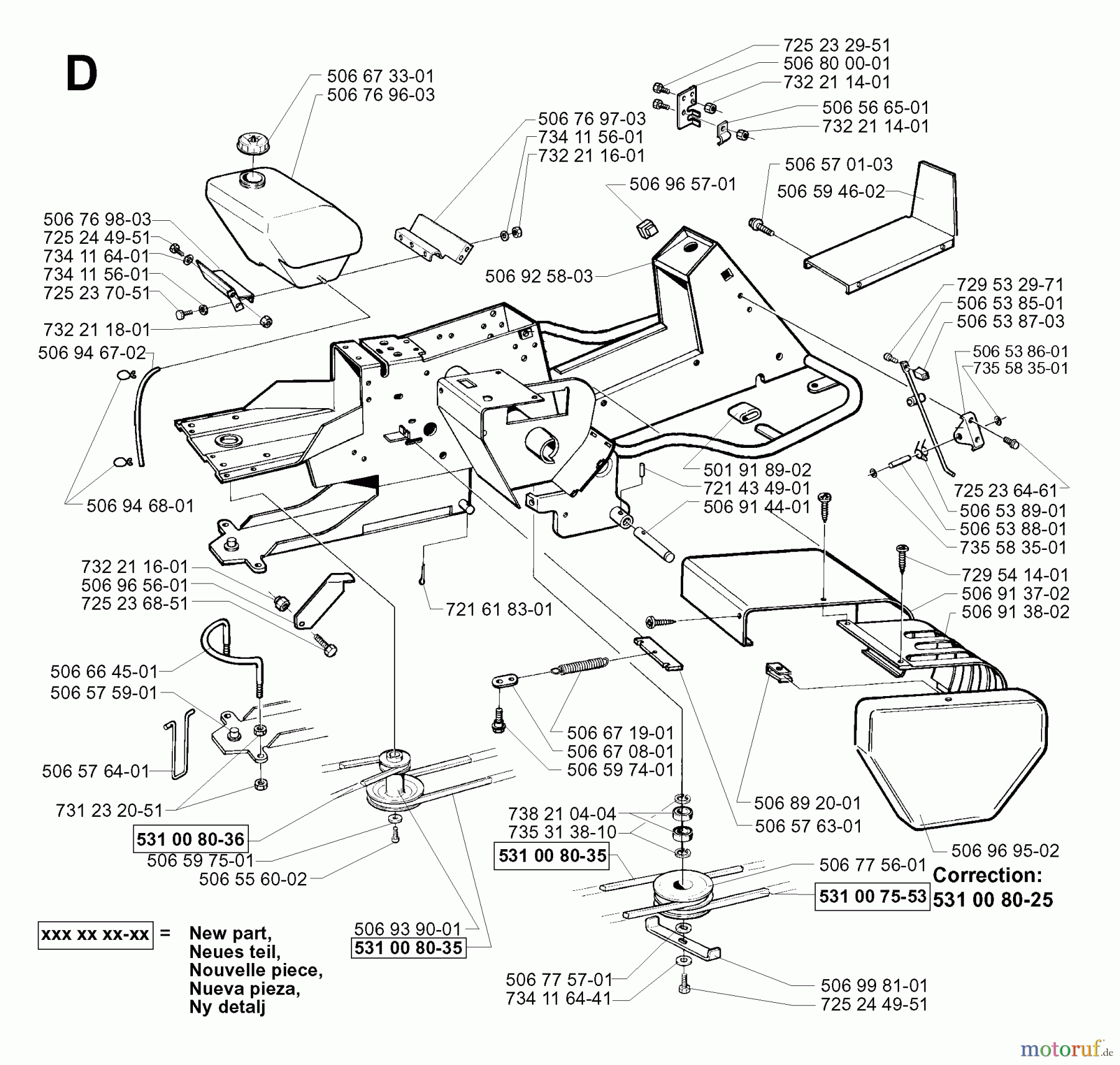  Jonsered Reitermäher FRM13 AUTOMATIC - Jonsered Rear-Engine Riding Mower (2001-01) CHASSIS / FRAME