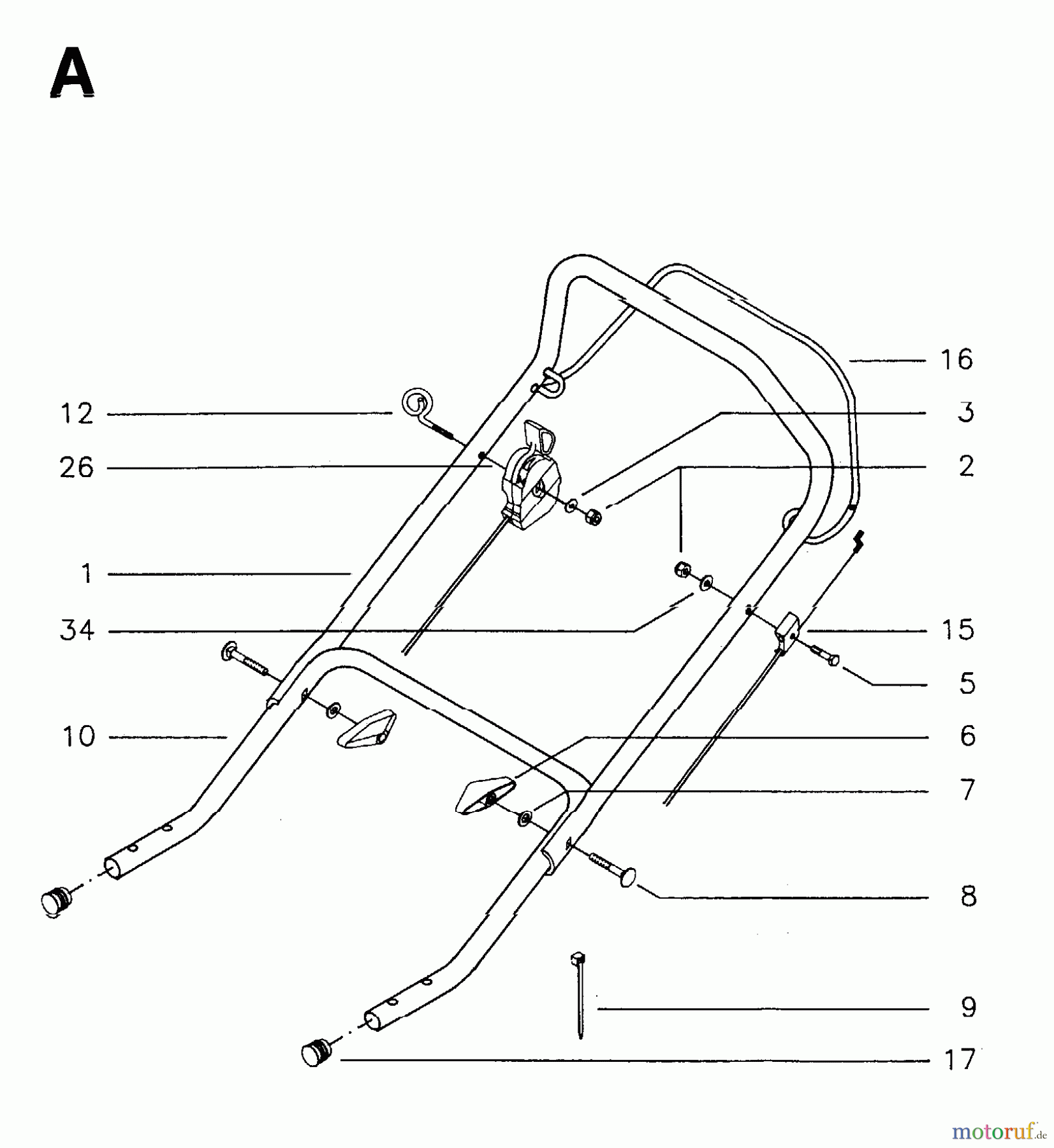 Jonsered Rasenmäher 400 S - Jonsered Walk-Behind Mower (1997-01) HANDLE CONTROLS