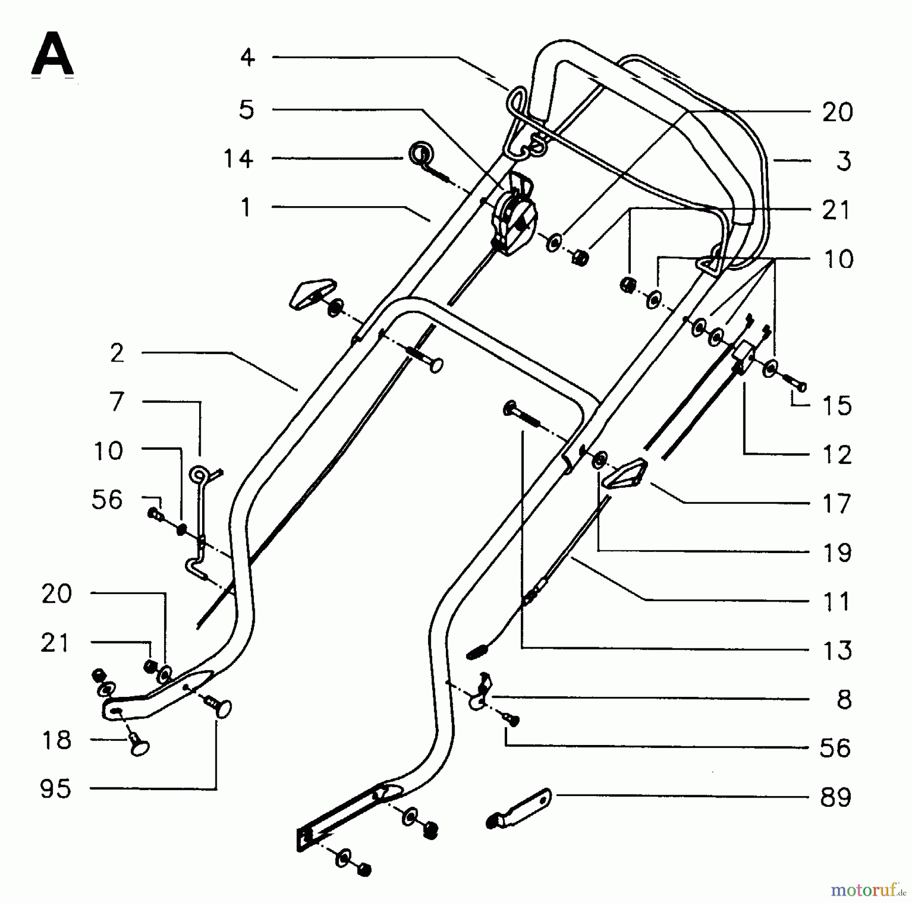  Jonsered Rasenmäher 446 R - Jonsered Walk-Behind Mower (1995-01) HANDLE CONTROLS #2
