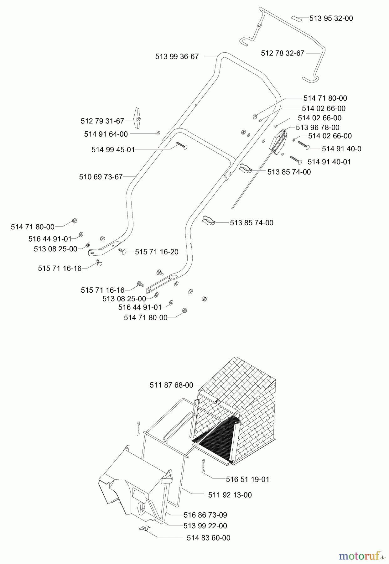 Jonsered Rasenmäher 500 BAT - Jonsered Walk-Behind Mower (2002-04) HANDLE CONTROLS
