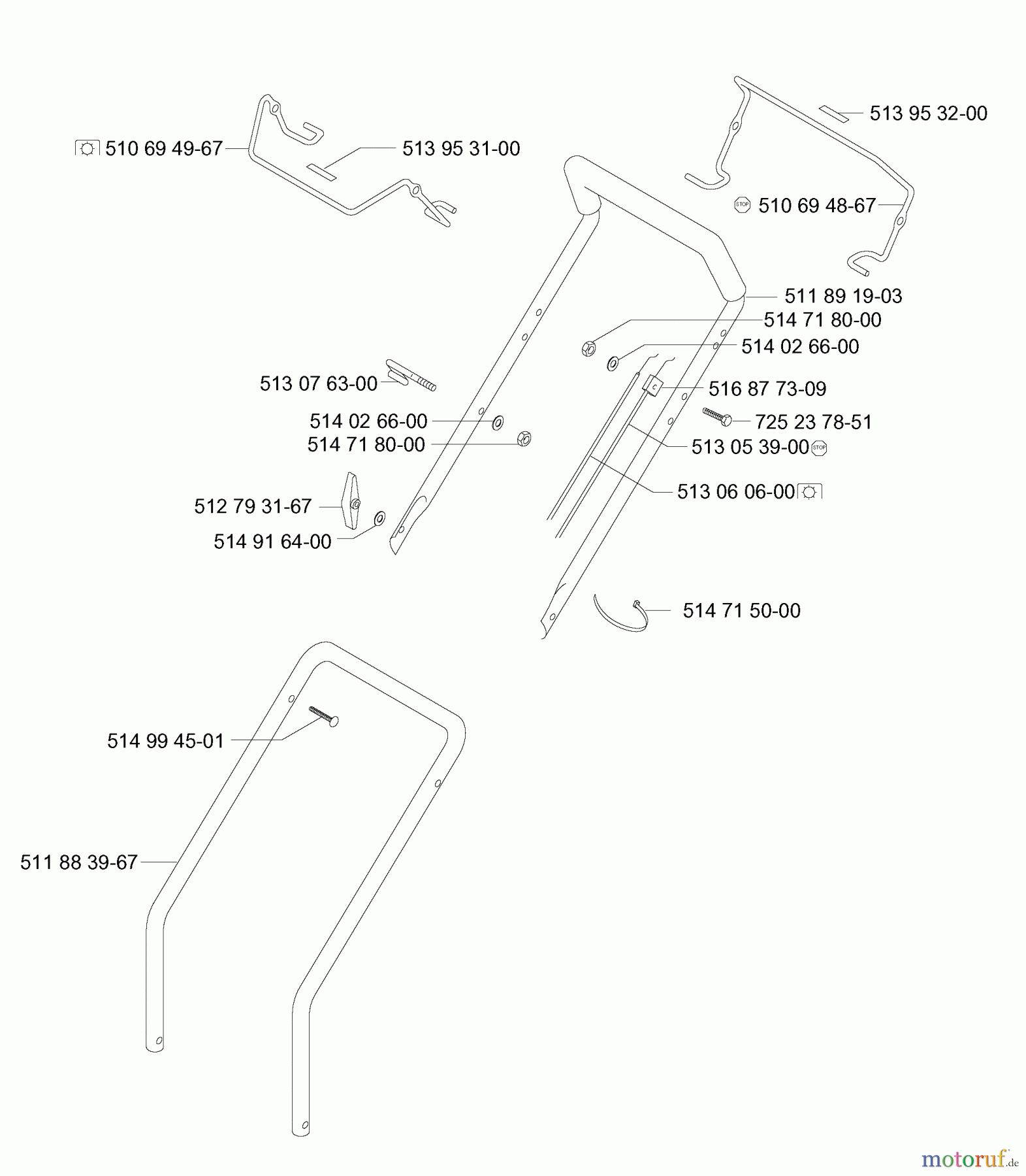 Jonsered Rasenmäher 560 RD - Jonsered Walk-Behind Mower (2002-04) HANDLE CONTROLS