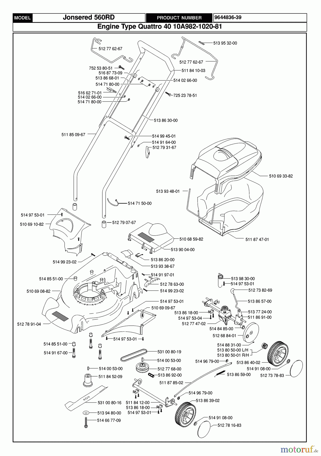  Jonsered Rasenmäher 560 RD - Jonsered Walk-Behind Mower (964483639) (1999-02) BELT GUARD PULLEY