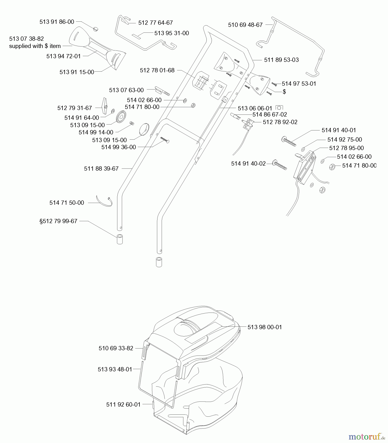  Jonsered Rasenmäher 580 RD BBC - Jonsered Walk-Behind Mower (2002-04) HANDLE CONTROLS