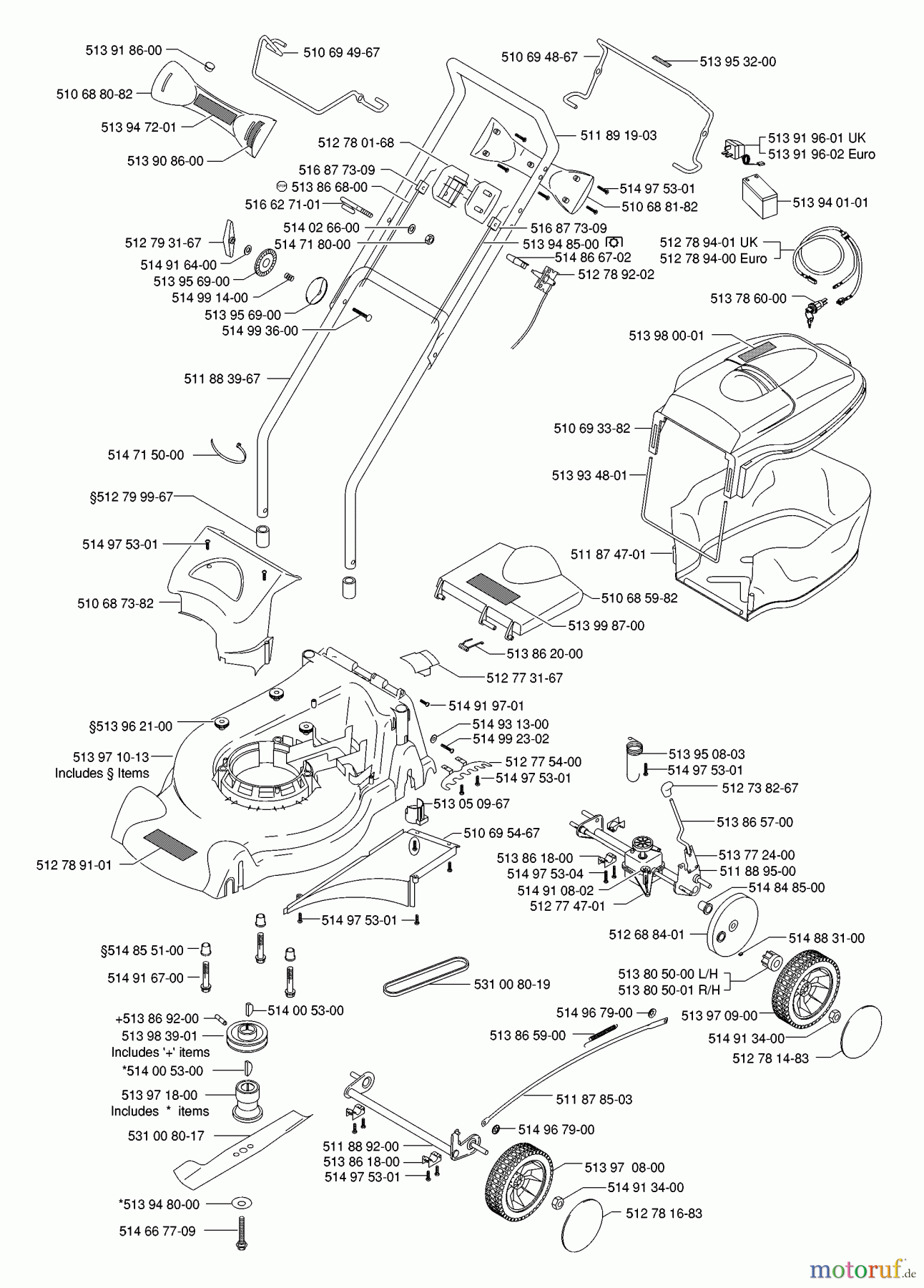 Jonsered Rasenmäher 580 RDE - Jonsered Walk-Behind Mower (2000-04) PRODUCT COMPLETE