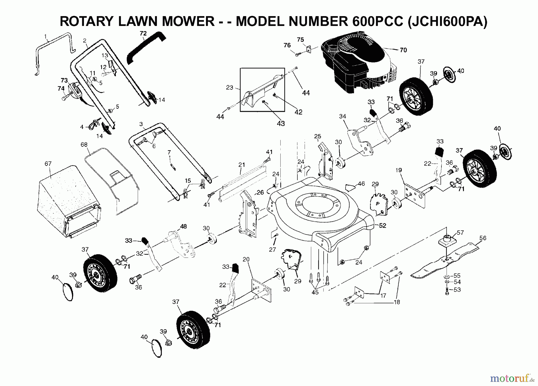 Jonsered Rasenmäher 600PCC (JCHI600PA) - Jonsered Walk-Behind Mower (2001-03) PRODUCT COMPLETE