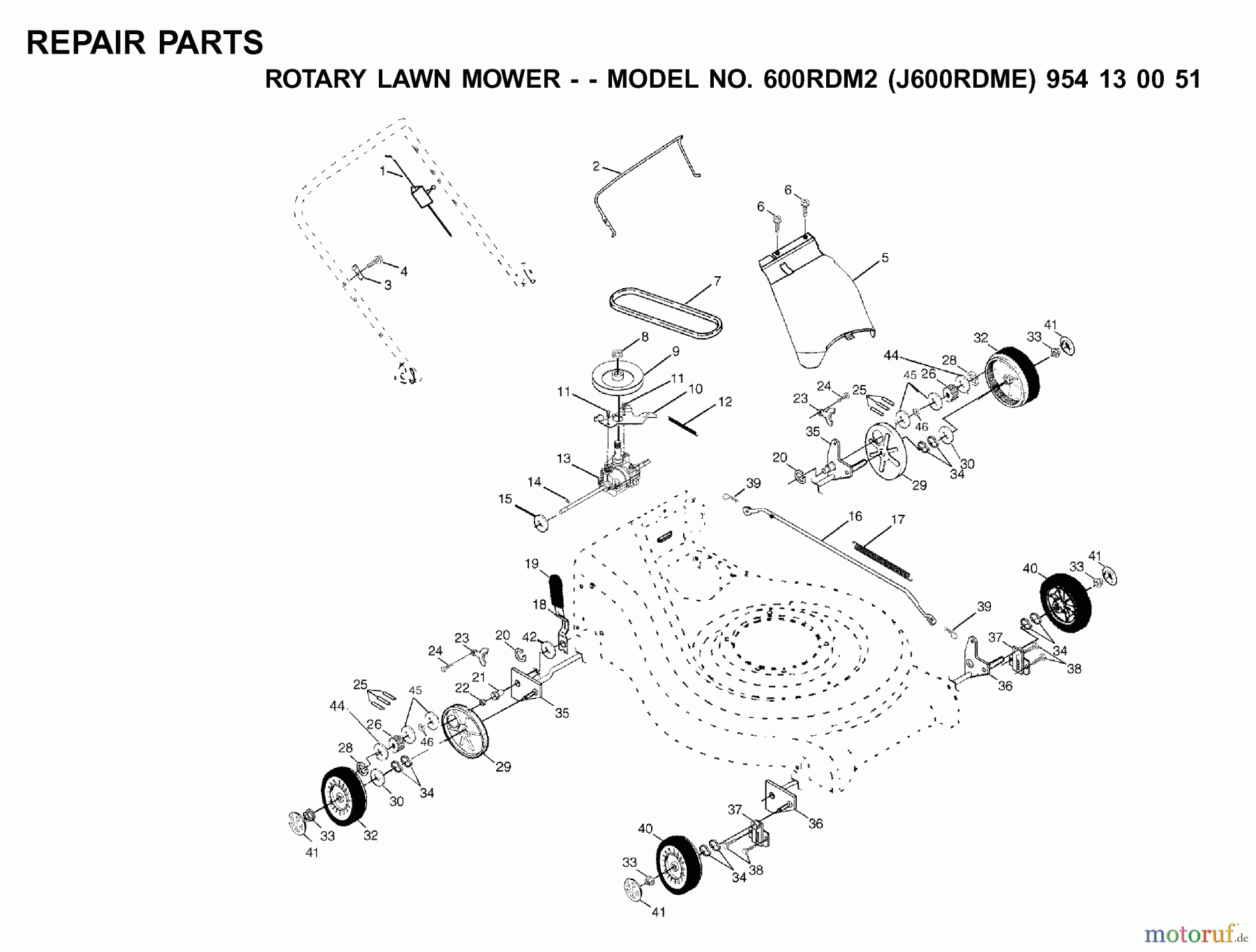 Jonsered Rasenmäher 600RDM2 (J600RDME, 954130051) - Jonsered Walk-Behind Mower (2001-03) PRODUCT COMPLETE #2