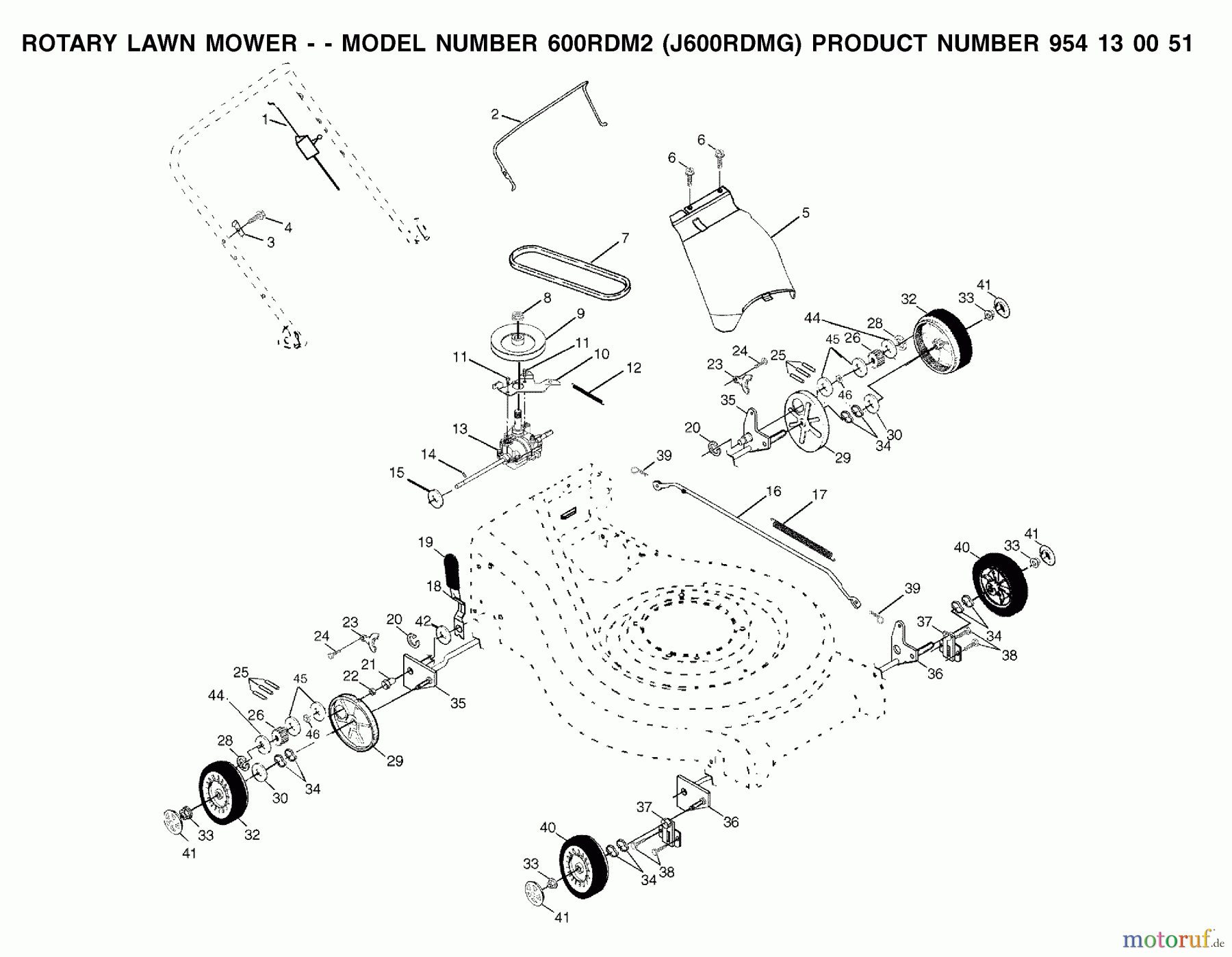 Jonsered Rasenmäher 600RDM2 (J600RDMG, 954130051) - Jonsered Walk-Behind Mower (2002-06) PRODUCT COMPLETE #2