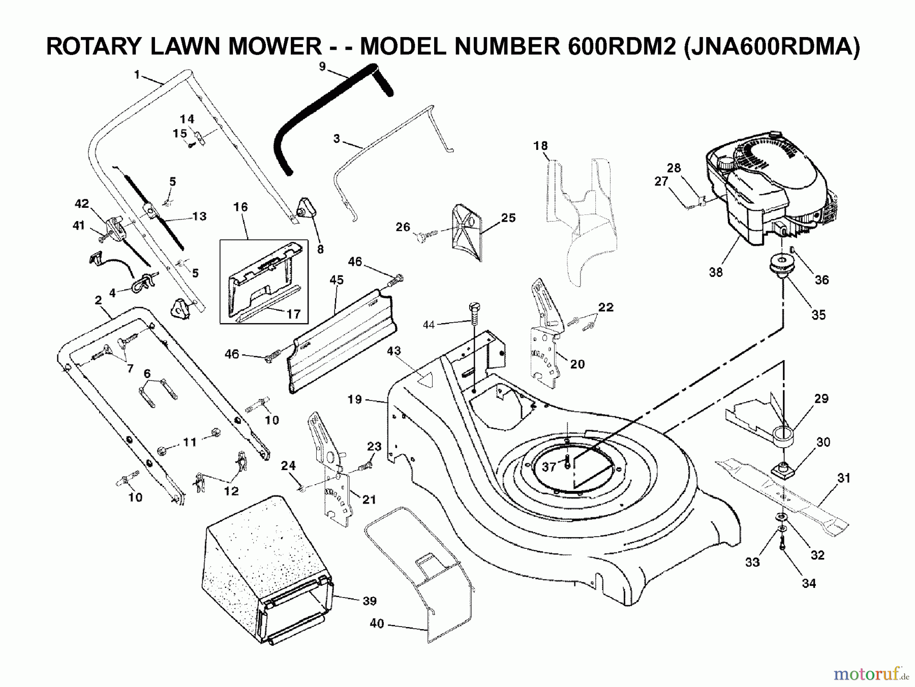 Jonsered Rasenmäher 600RDM2 (JNA600RDMA) - Jonsered Walk-Behind Mower (2003-01) PRODUCT COMPLETE #2
