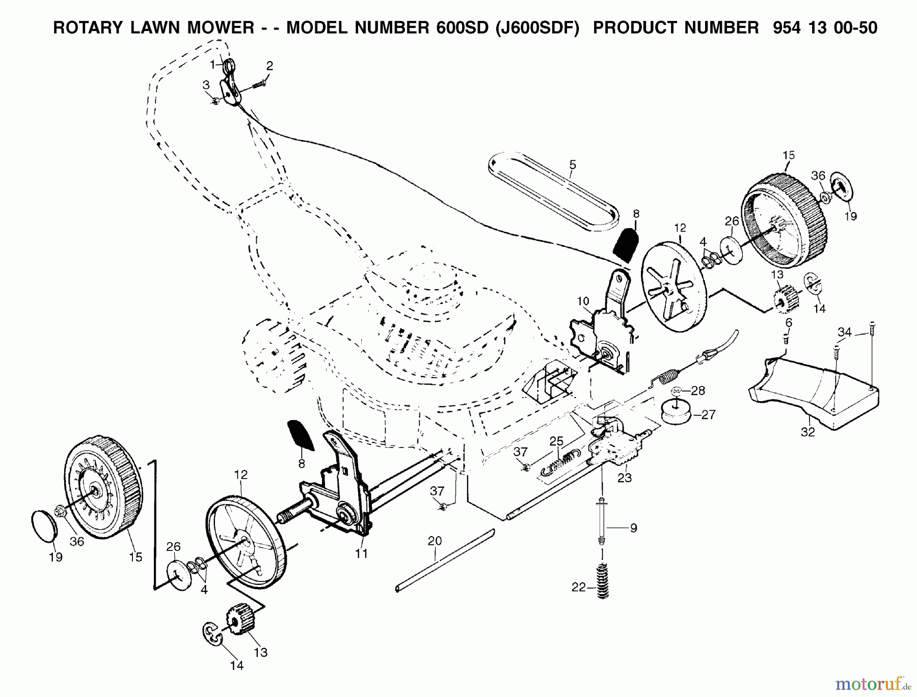  Jonsered Rasenmäher 600SD (J600SDF, 954130050) - Jonsered Walk-Behind Mower (2002-02) PRODUCT COMPLETE #2