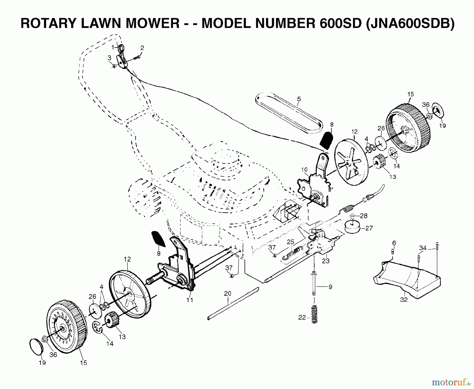  Jonsered Rasenmäher 600SD (JNA600SDB) - Jonsered Walk-Behind Mower (2002-03) PRODUCT COMPLETE #1