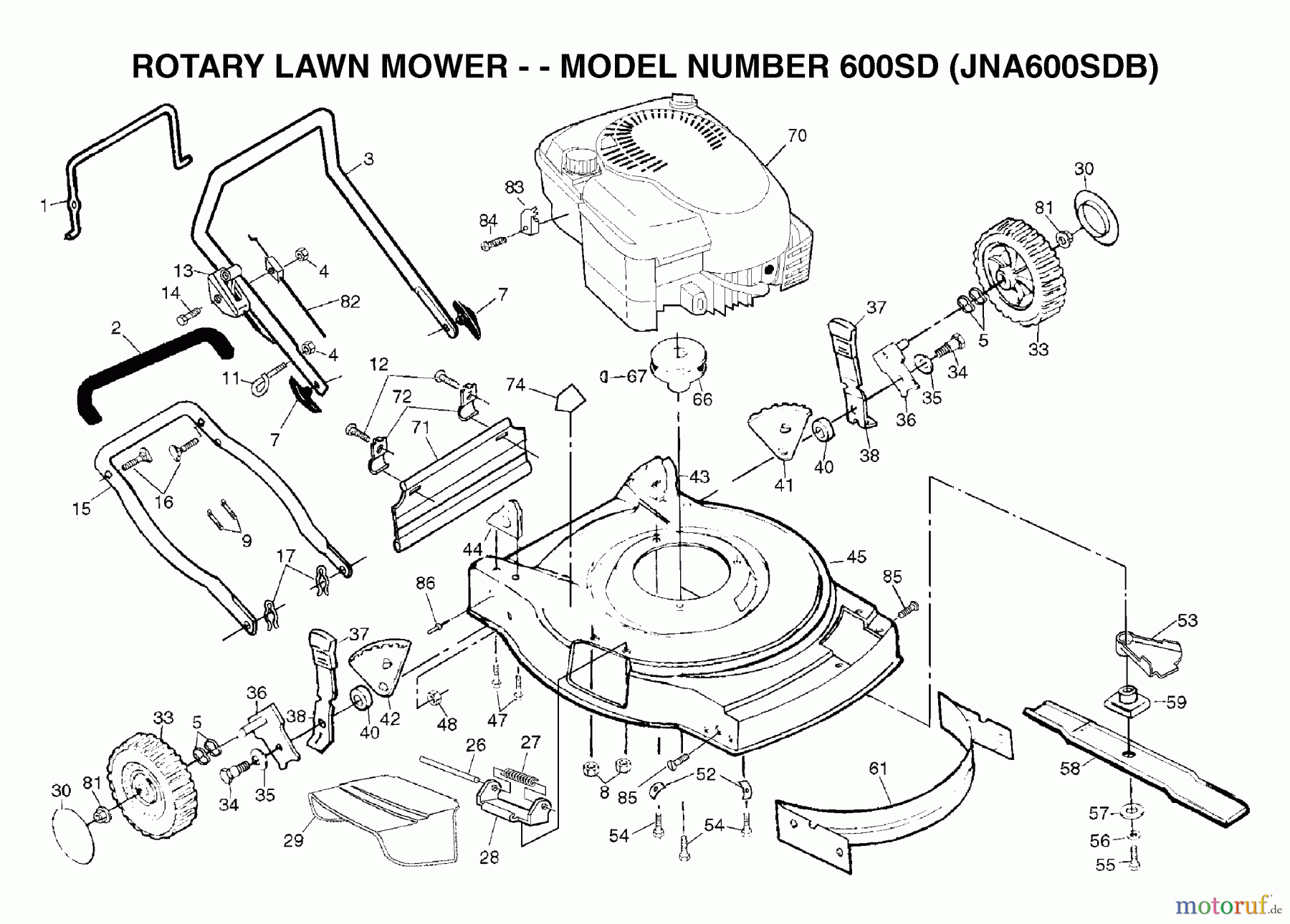  Jonsered Rasenmäher 600SD (JNA600SDB) - Jonsered Walk-Behind Mower (2002-03) PRODUCT COMPLETE #2