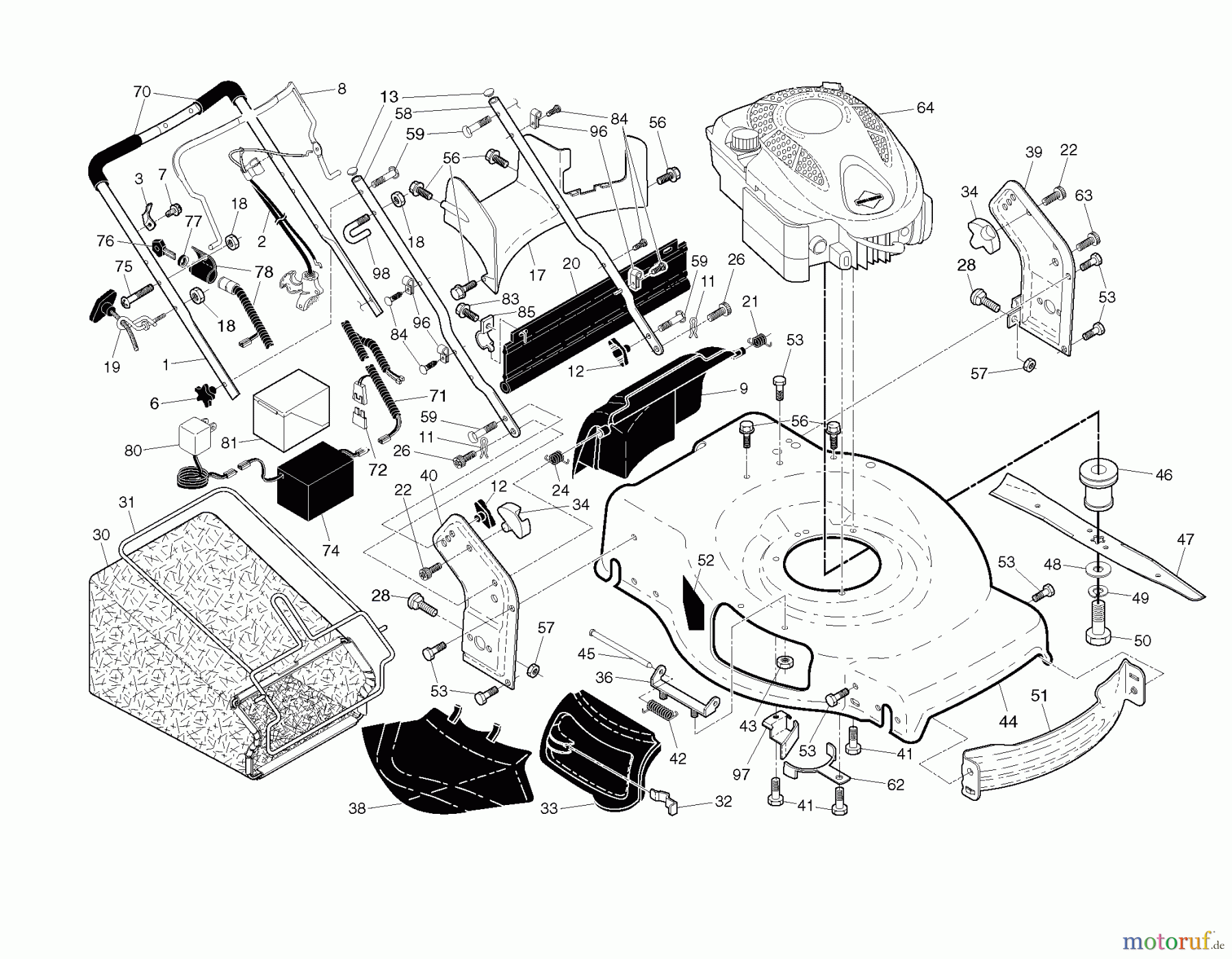  Jonsered Rasenmäher 961480022 (96148002200) - Jonsered Walk-Behind Mower (2011-01) FRAME