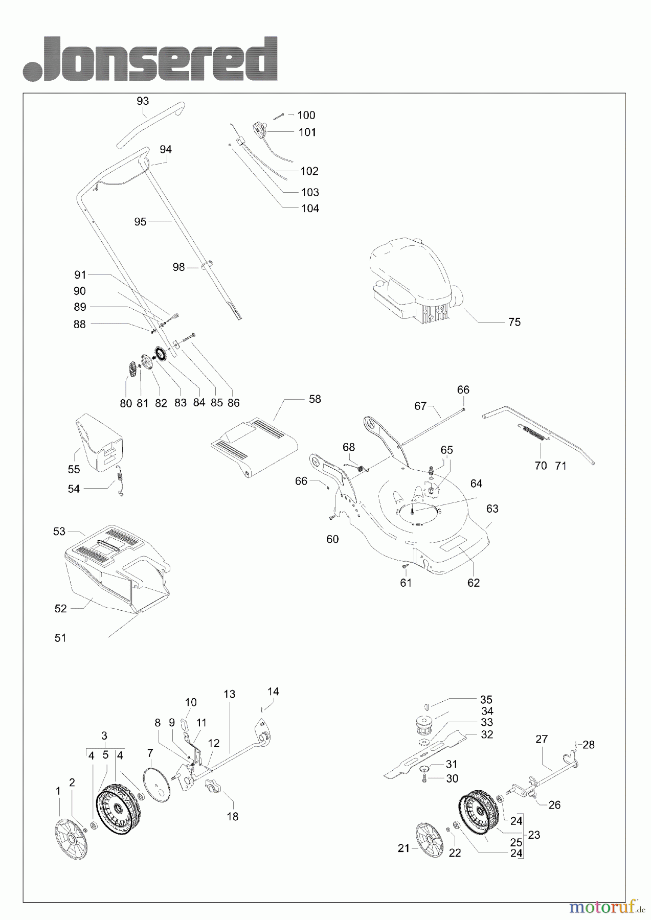 Jonsered Rasenmäher LM2147CM (965160002) - Jonsered Walk-Behind Mower (2008-02) PRODUCT COMPLETE