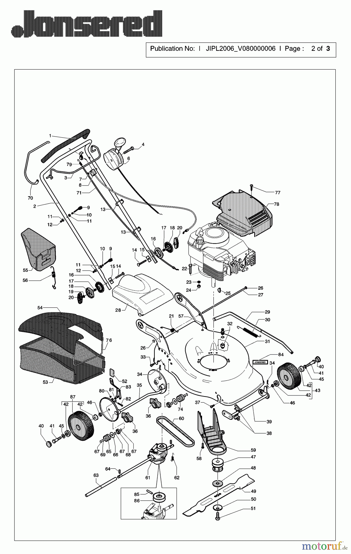  Jonsered Rasenmäher LM2150CMD (953876581) - Jonsered Walk-Behind Mower (2006-09) PRODUCT COMPLETE