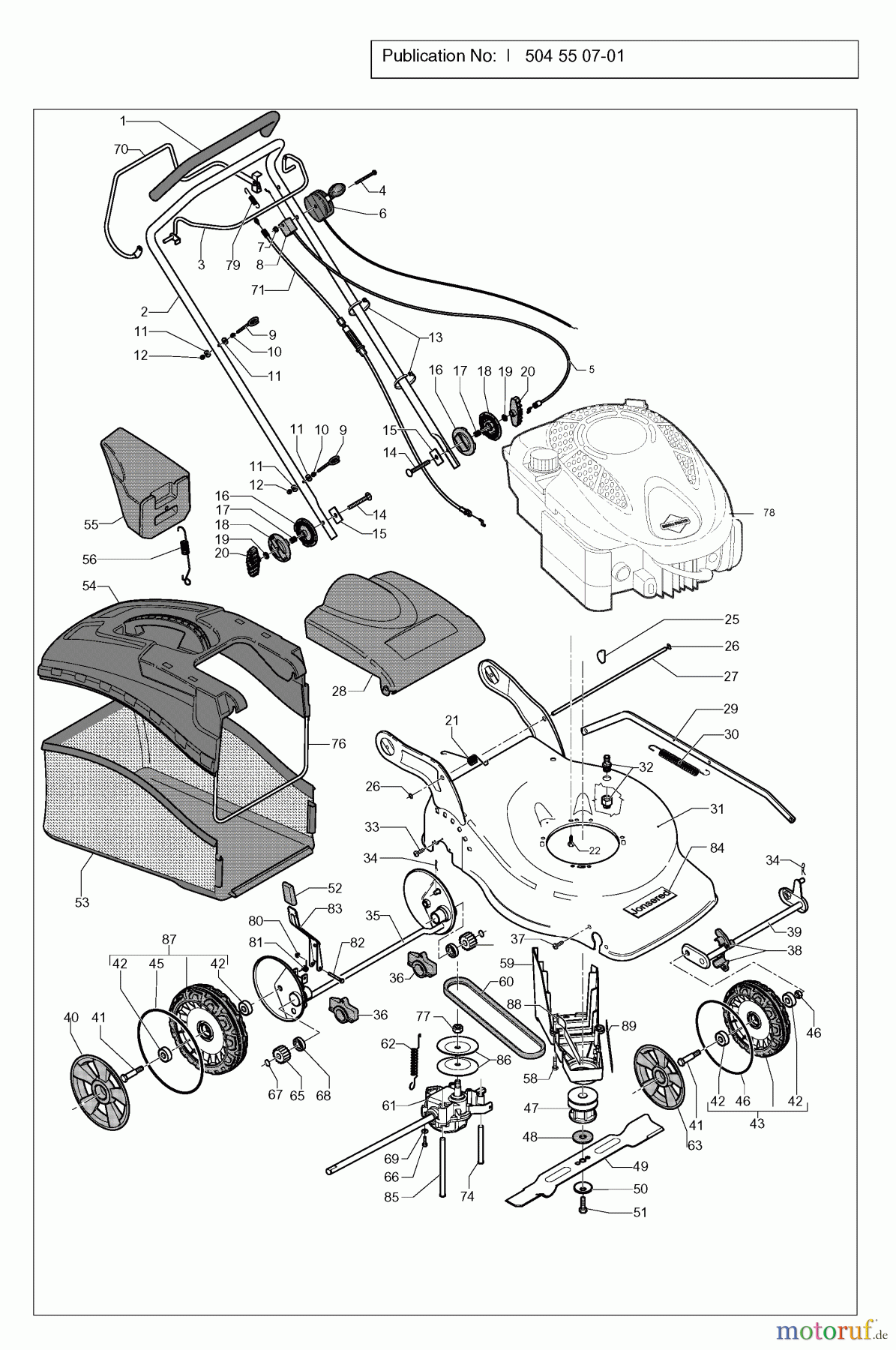 Jonsered Rasenmäher LM2150CMD (965160301) - Jonsered Walk-Behind Mower (2007-04) PRODUCT COMPLETE