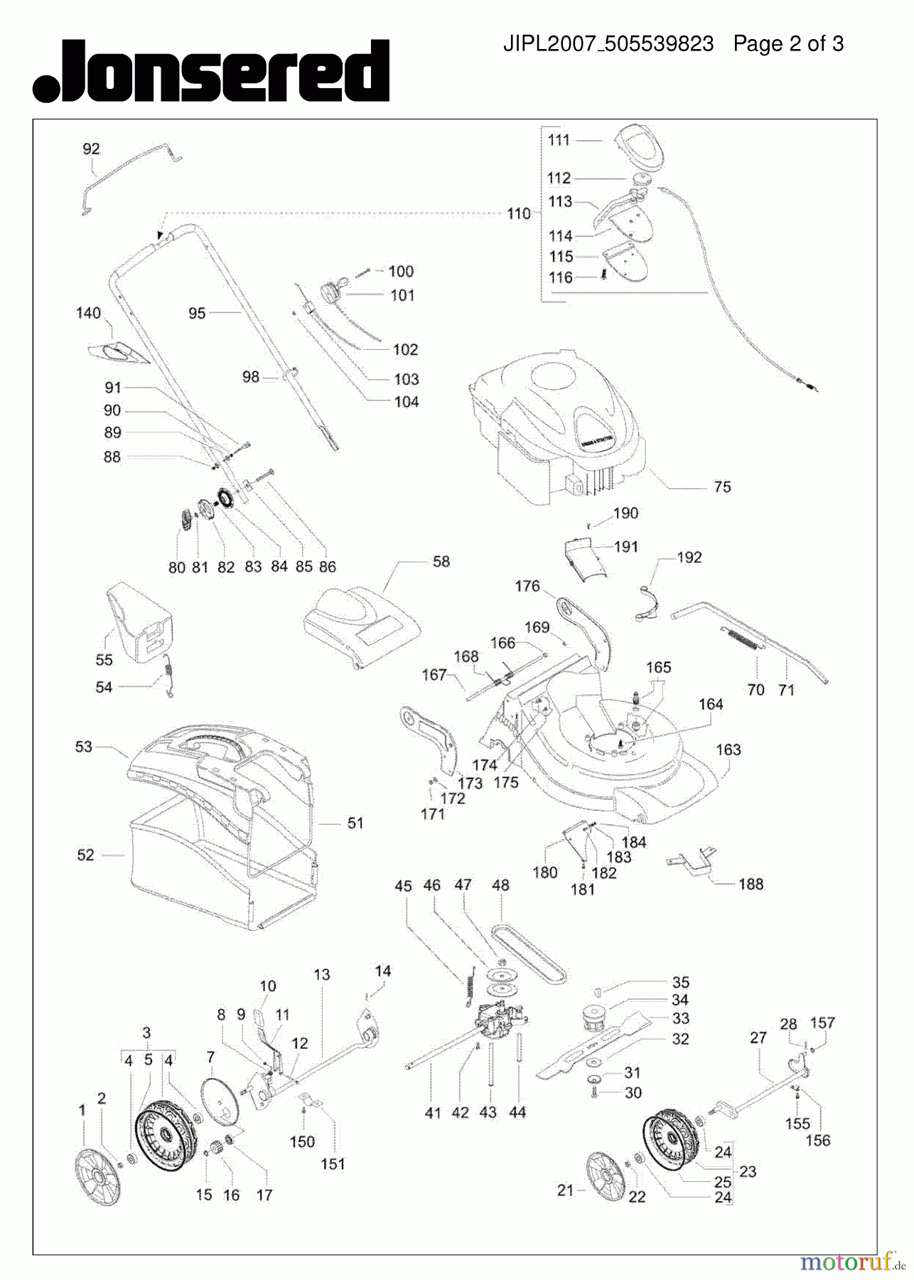 Jonsered Rasenmäher LM2151CMDA (966840101) - Jonsered Walk-Behind Mower (2008-02) PRODUCT COMPLETE