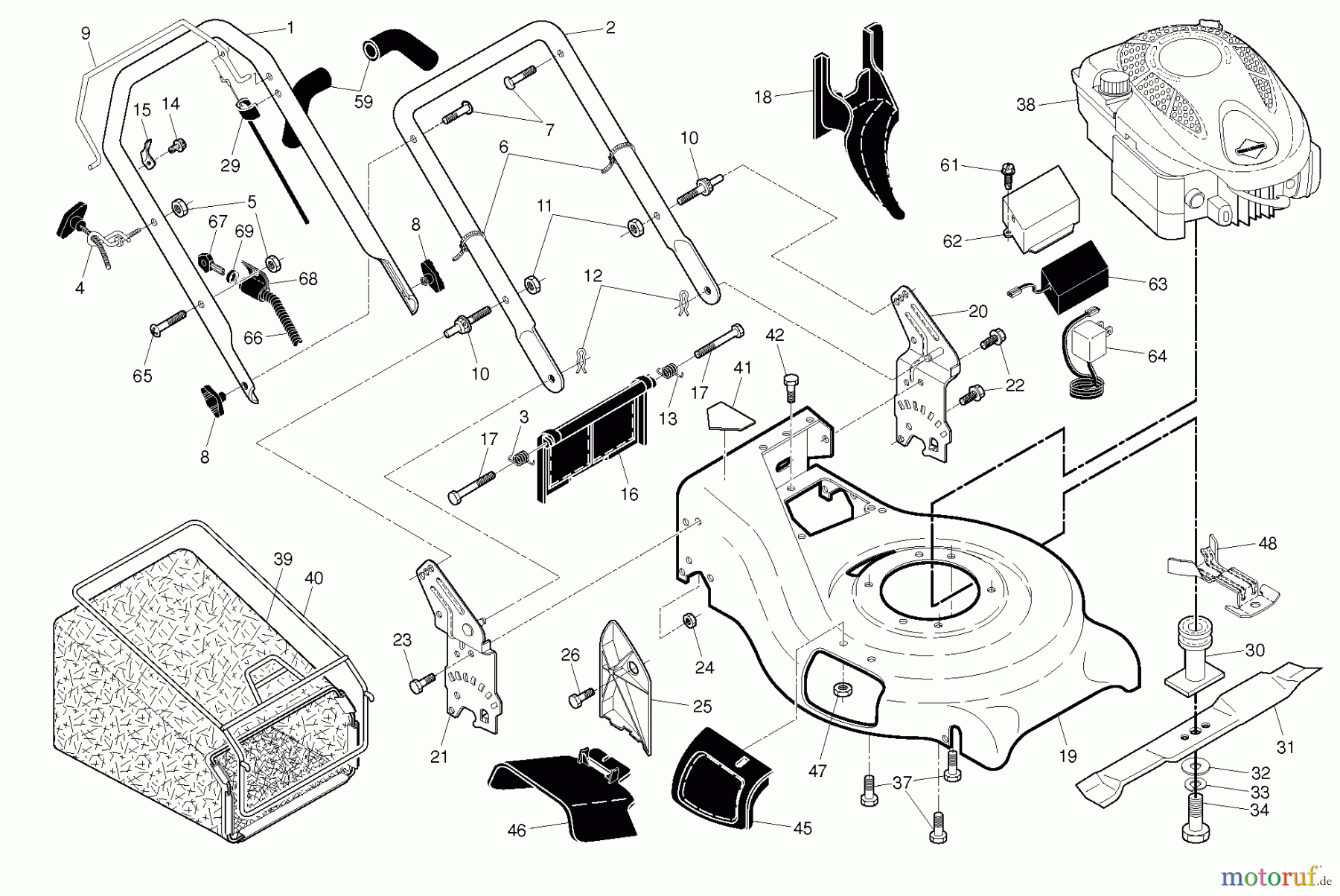 Jonsered Rasenmäher LM2152CMDAE (96141024200) - Jonsered Walk-Behind Mower (2010-11) FRAME ENGINE