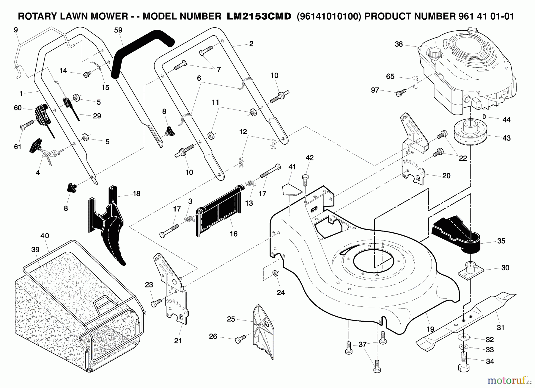 Jonsered Rasenmäher LM2153CMD (961410101, 96141010100) - Jonsered Walk-Behind Mower (2006-01) PRODUCT COMPLETE #2