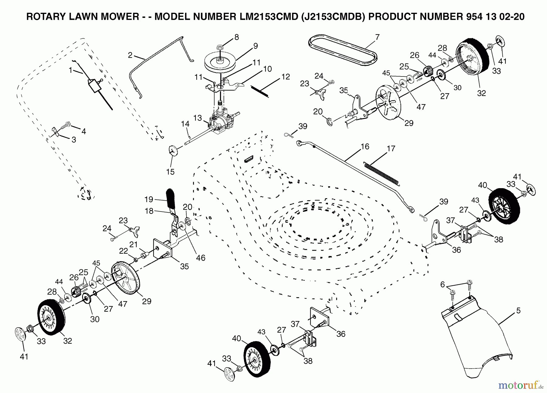 Jonsered Rasenmäher LM2153CMD (J2153CMDB, 954130220) - Jonsered Walk-Behind Mower (2004-01) PRODUCT COMPLETE #1
