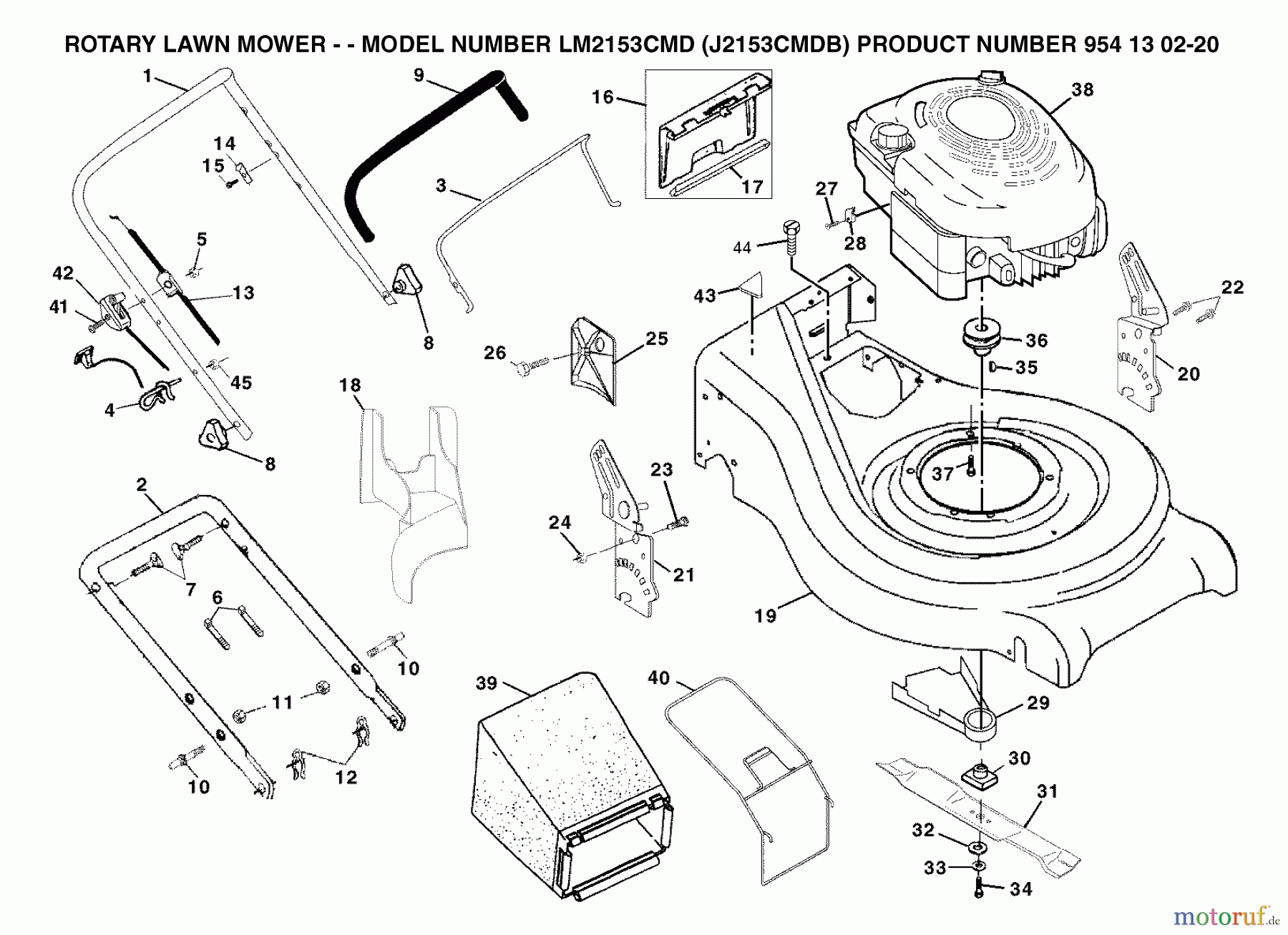 Jonsered Rasenmäher LM2153CMD (J2153CMDB, 954130220) - Jonsered Walk-Behind Mower (2004-01) PRODUCT COMPLETE #2