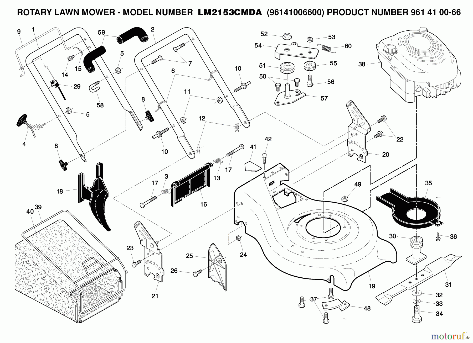  Jonsered Rasenmäher LM2153CMDA (96141006600) - Jonsered Walk-Behind Mower (2006-02) PRODUCT COMPLETE #1