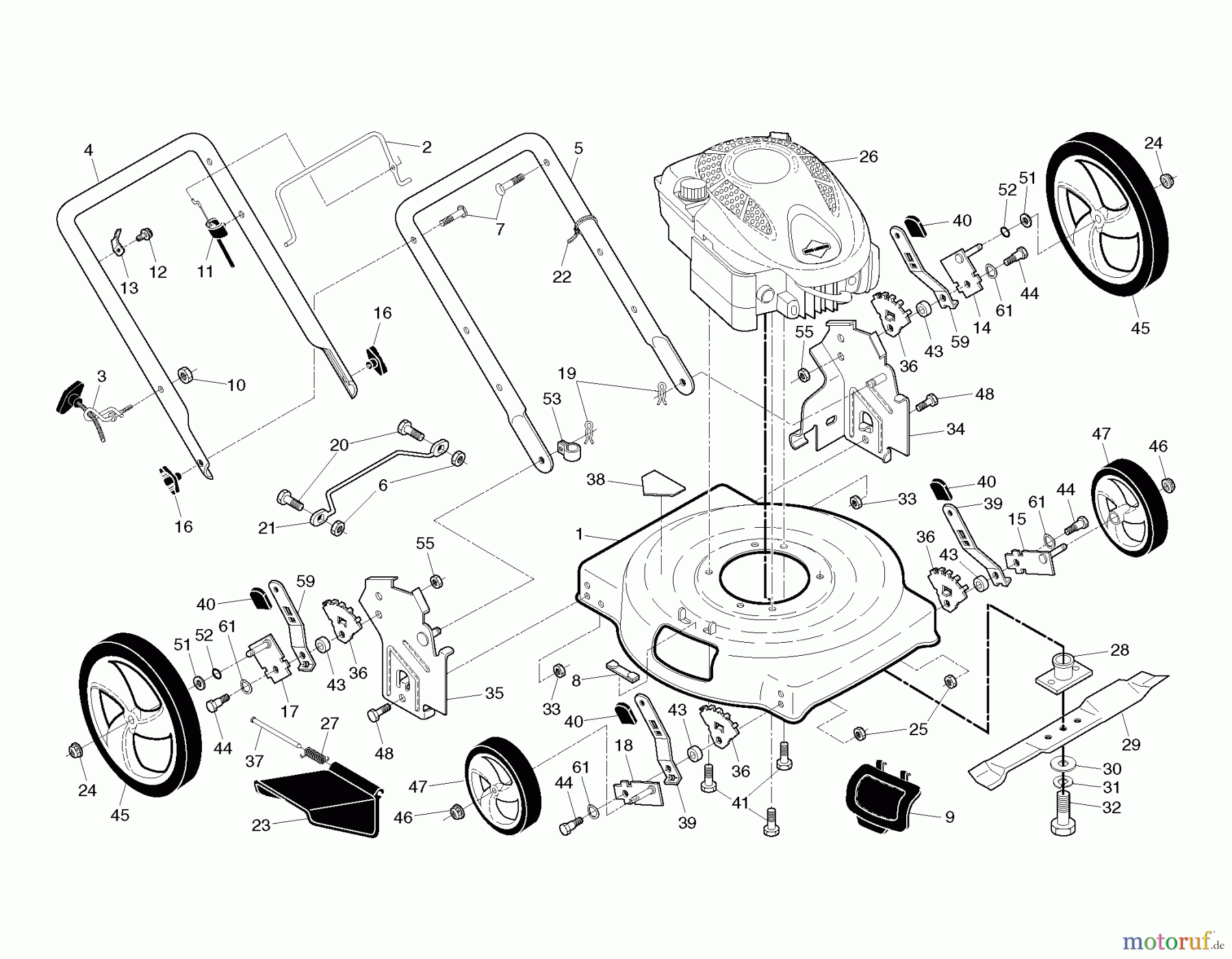  Jonsered Rasenmäher LM2155 M (96111002900) - Jonsered Walk-Behind Mower (2010-01) FRAME ENGINE