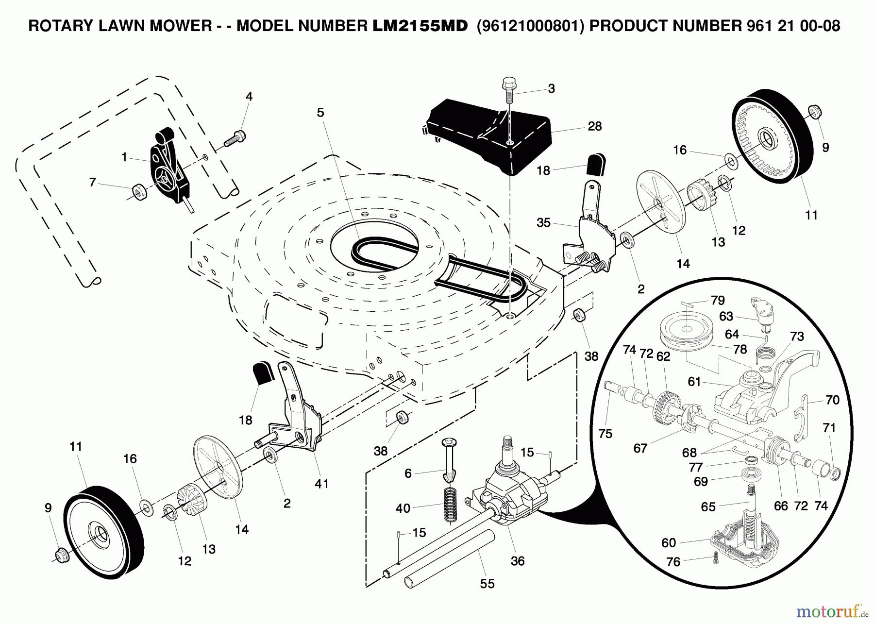 Jonsered Rasenmäher LM2155MD (96121000801) - Jonsered Walk-Behind Mower (2006-03) PRODUCT COMPLETE #2