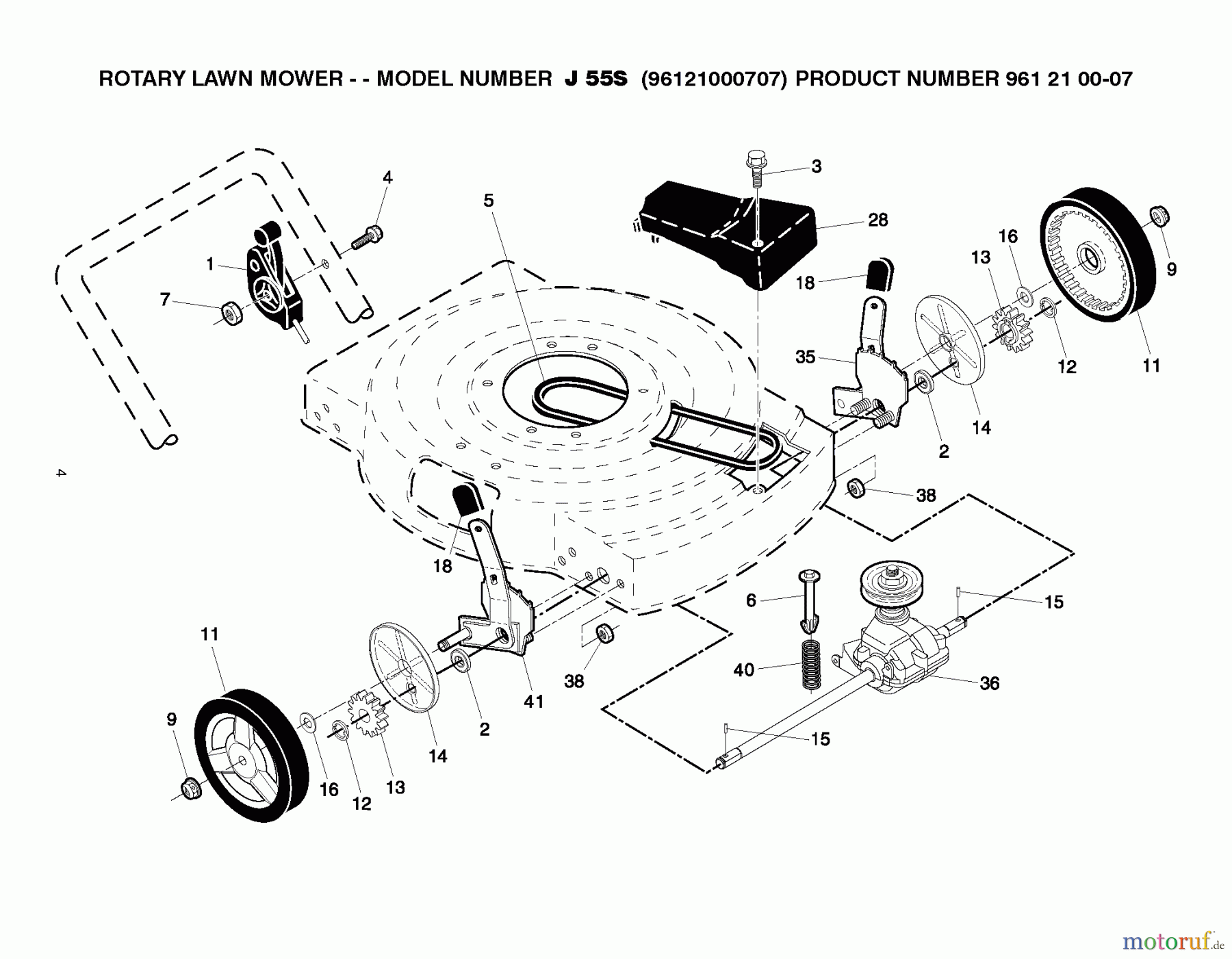 Jonsered Rasenmäher LM2155MD (96121001903) - Jonsered Walk-Behind Mower (2011-11) DRIVE